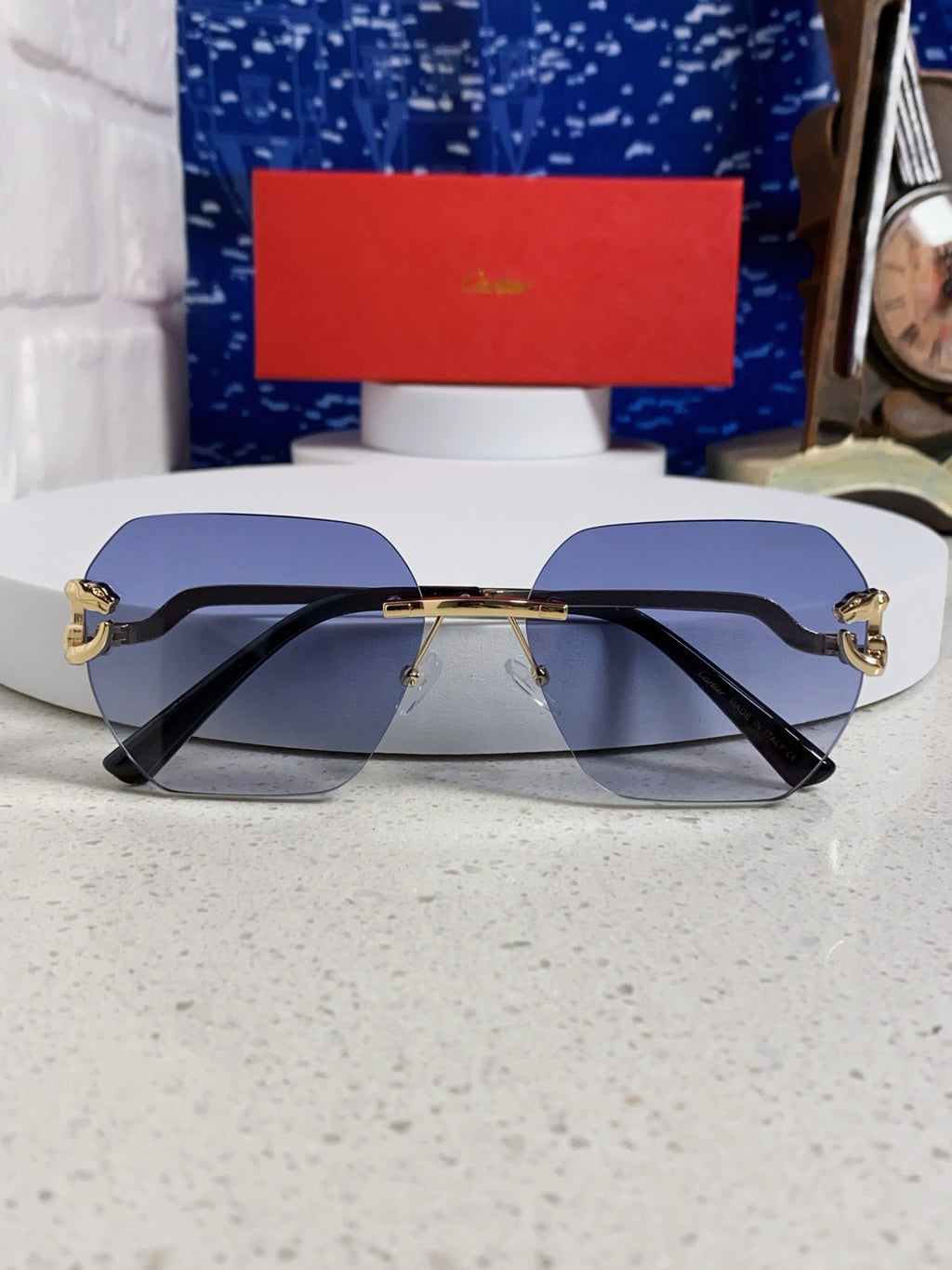 Cartier Lightweight Metal Rimless Silver Lens Sunglasses for Men & Wo - 432227 - detail image 9