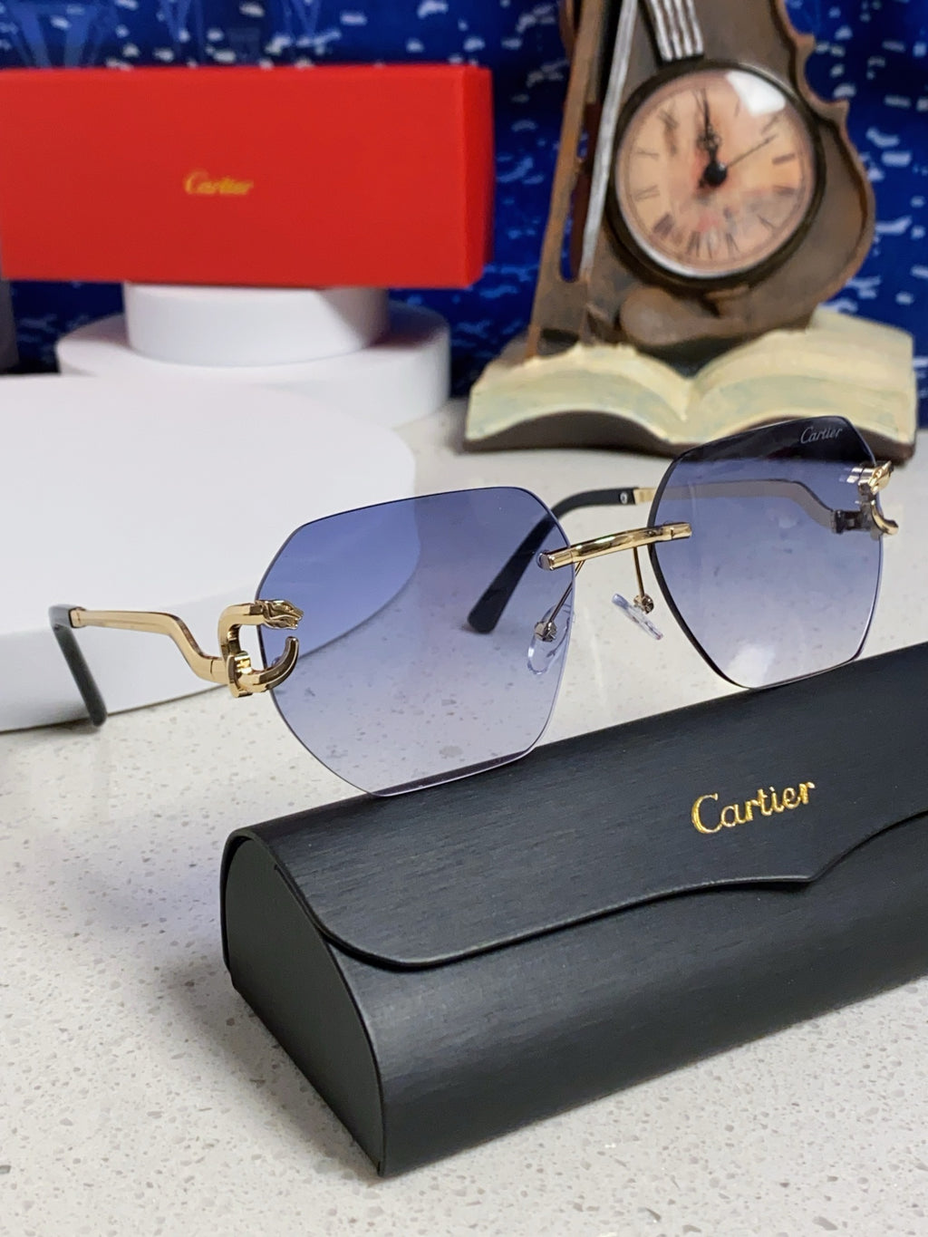 Cartier Lightweight Metal Rimless Silver Lens Sunglasses for Men & Wo - 432227 - detail image 10