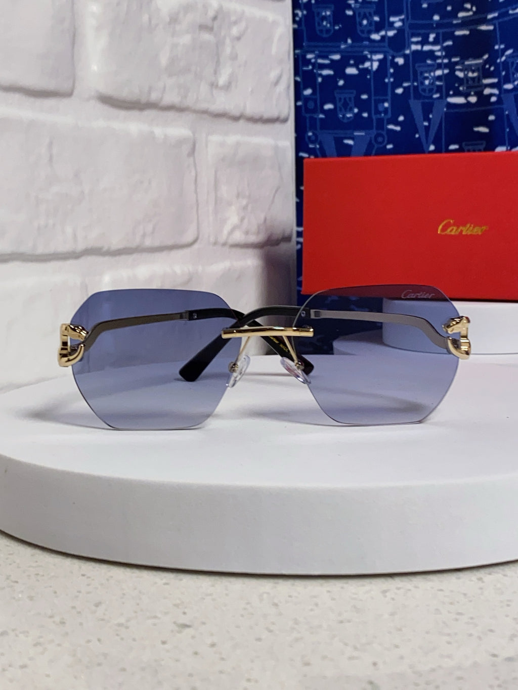 Cartier Lightweight Metal Rimless Silver Lens Sunglasses for Men & Wo - 432227 - detail image 2