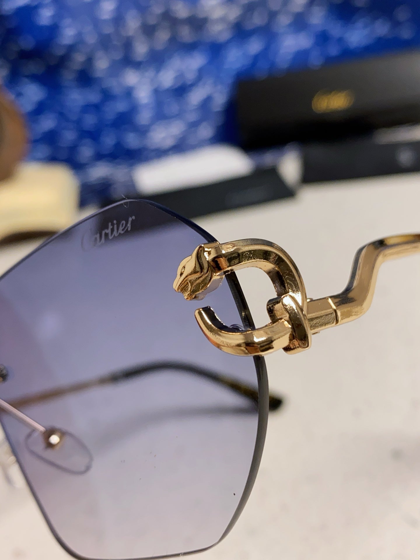 Cartier Lightweight Metal Rimless Silver Lens Sunglasses for Men & Wo - 432227 - detail image 7