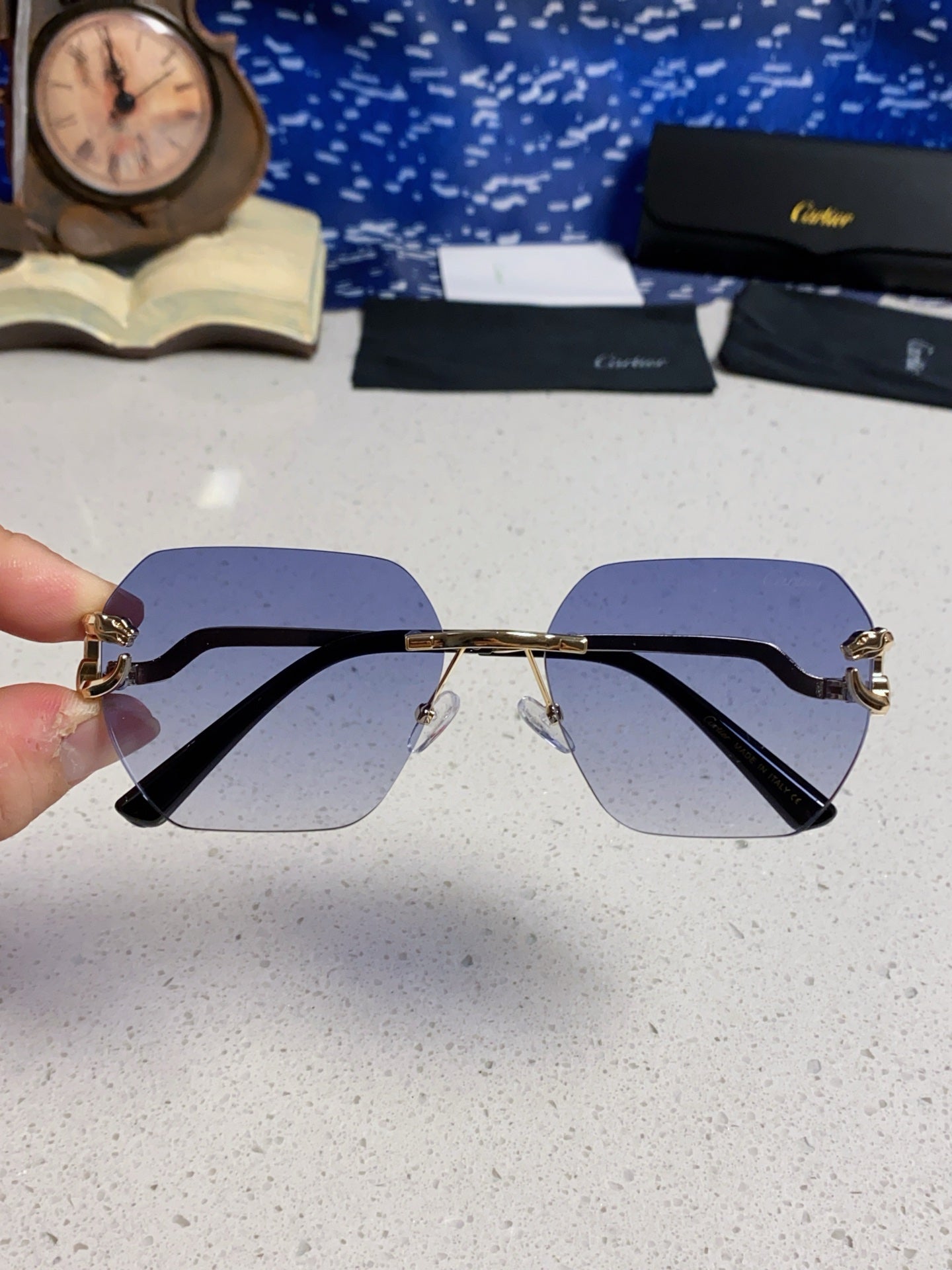 Cartier Lightweight Metal Rimless Silver Lens Sunglasses for Men & Wo - 432227 - detail image 4