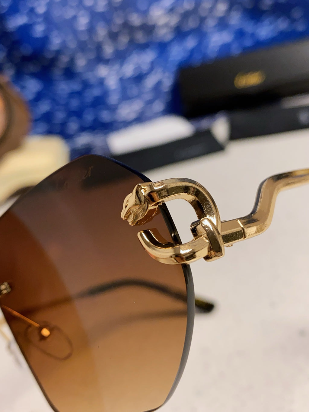 Cartier Lightweight Metal Rimless Brown Lens Sunglasses for Men & Wom - 432228 - detail image 7