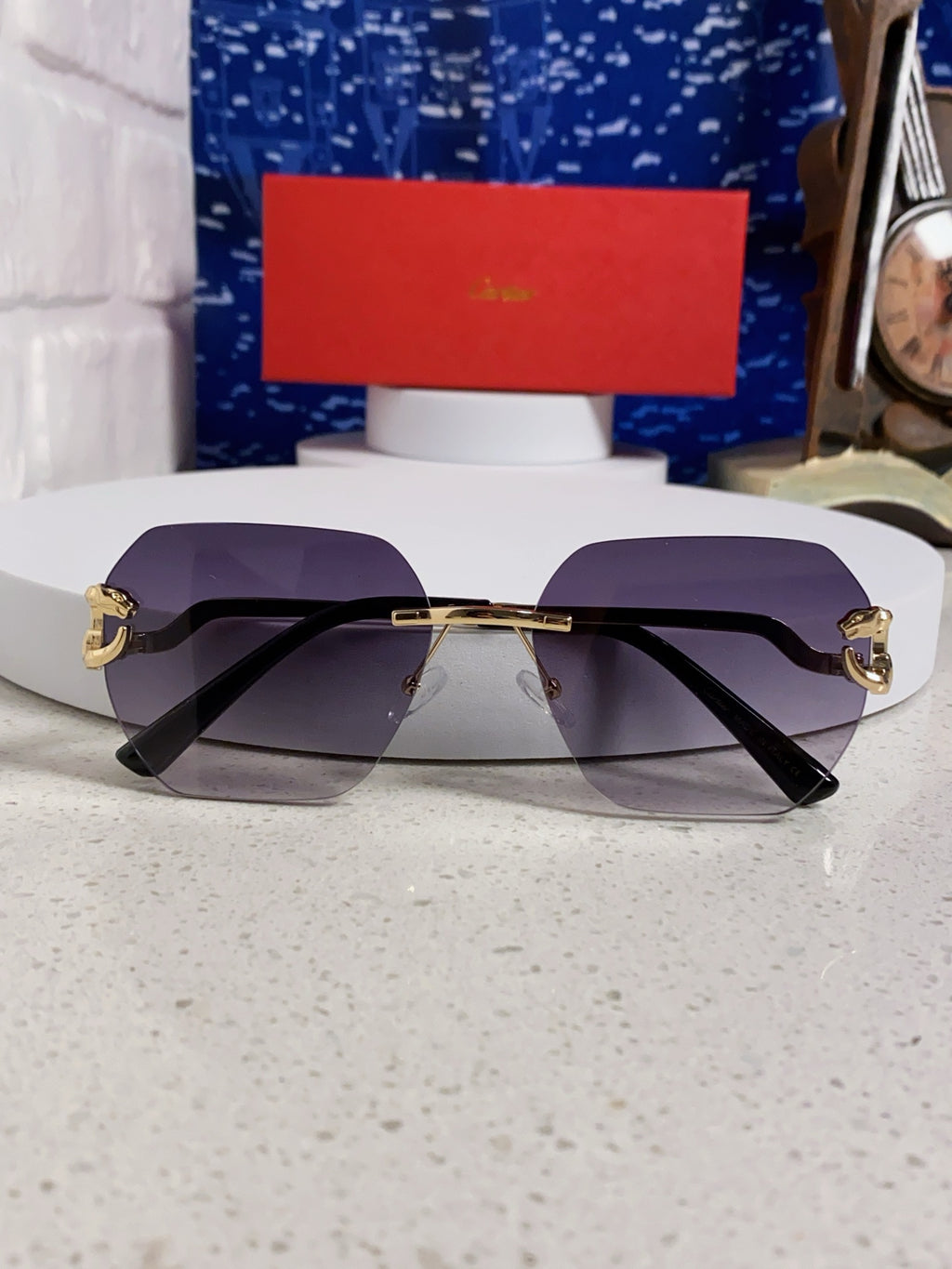Cartier Lightweight Metal Rimless Silver Lens Sunglasses for Men & Wo - 432229 - detail image 9