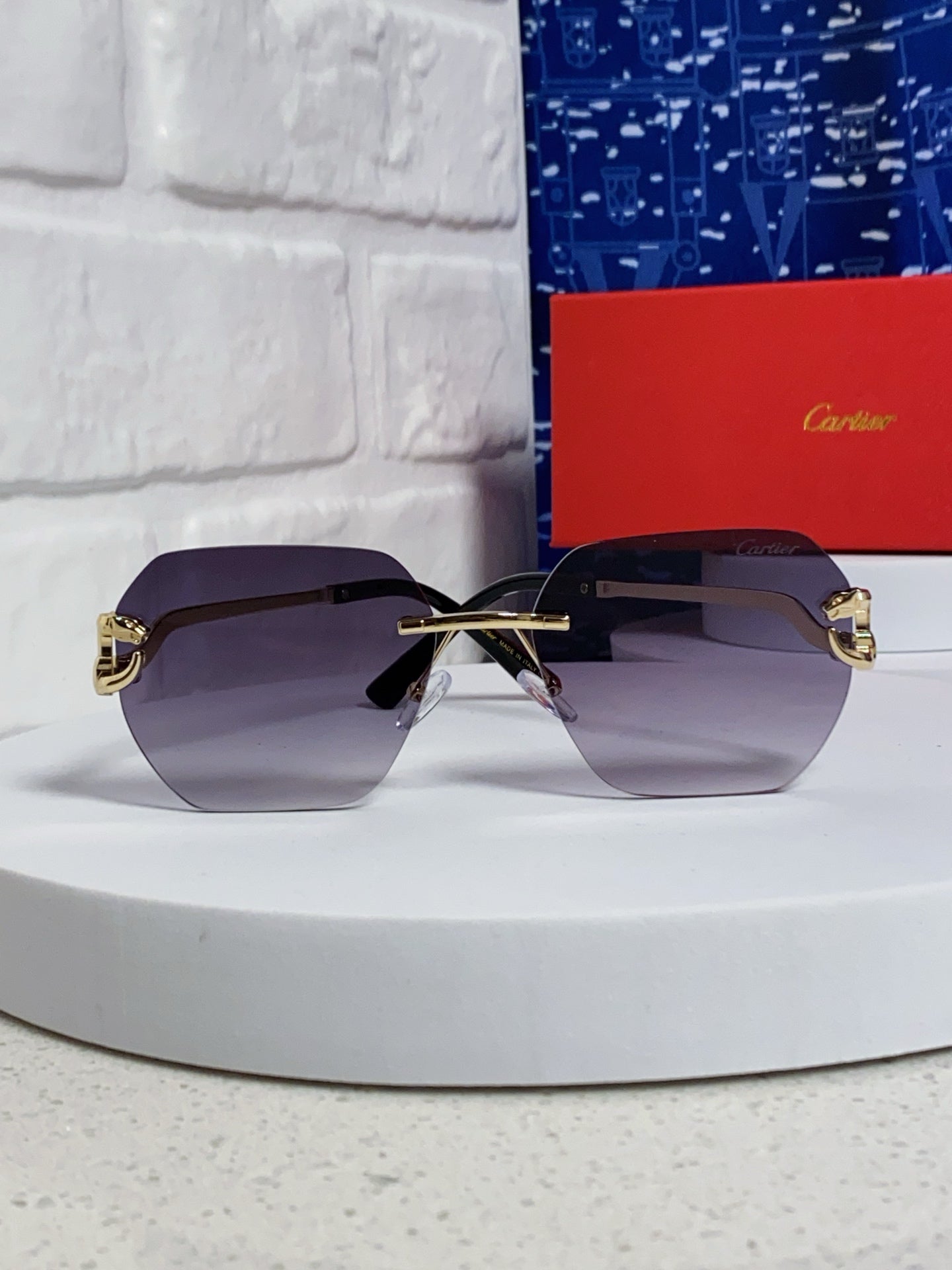Cartier Lightweight Metal Rimless Silver Lens Sunglasses for Men & Wo - 432229 - detail image 2