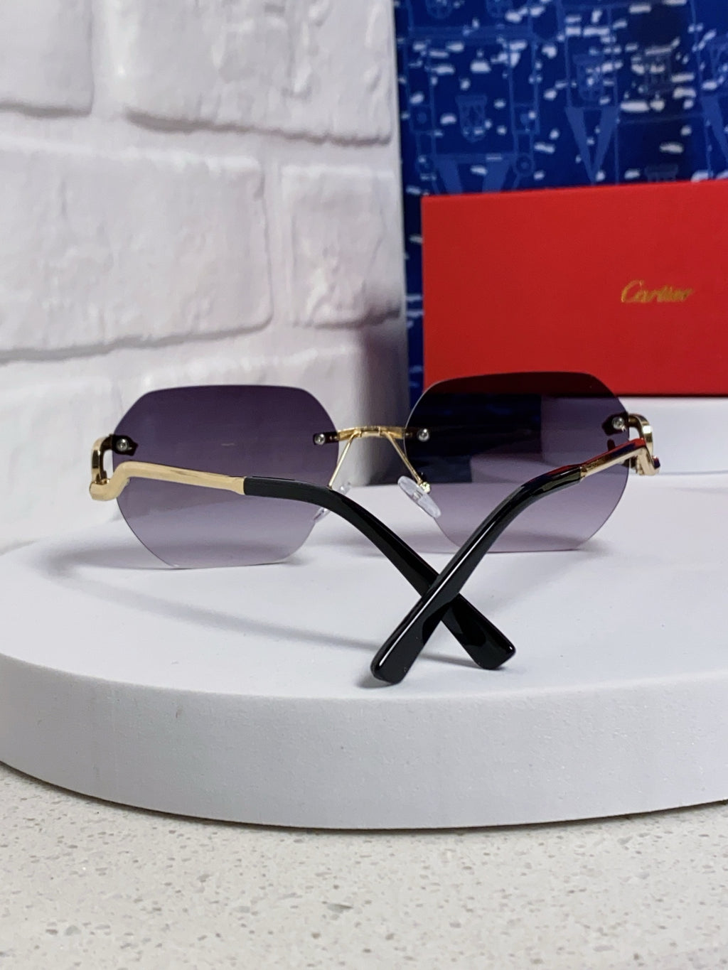 Cartier Lightweight Metal Rimless Silver Lens Sunglasses for Men & Wo - 432229 - detail image 3
