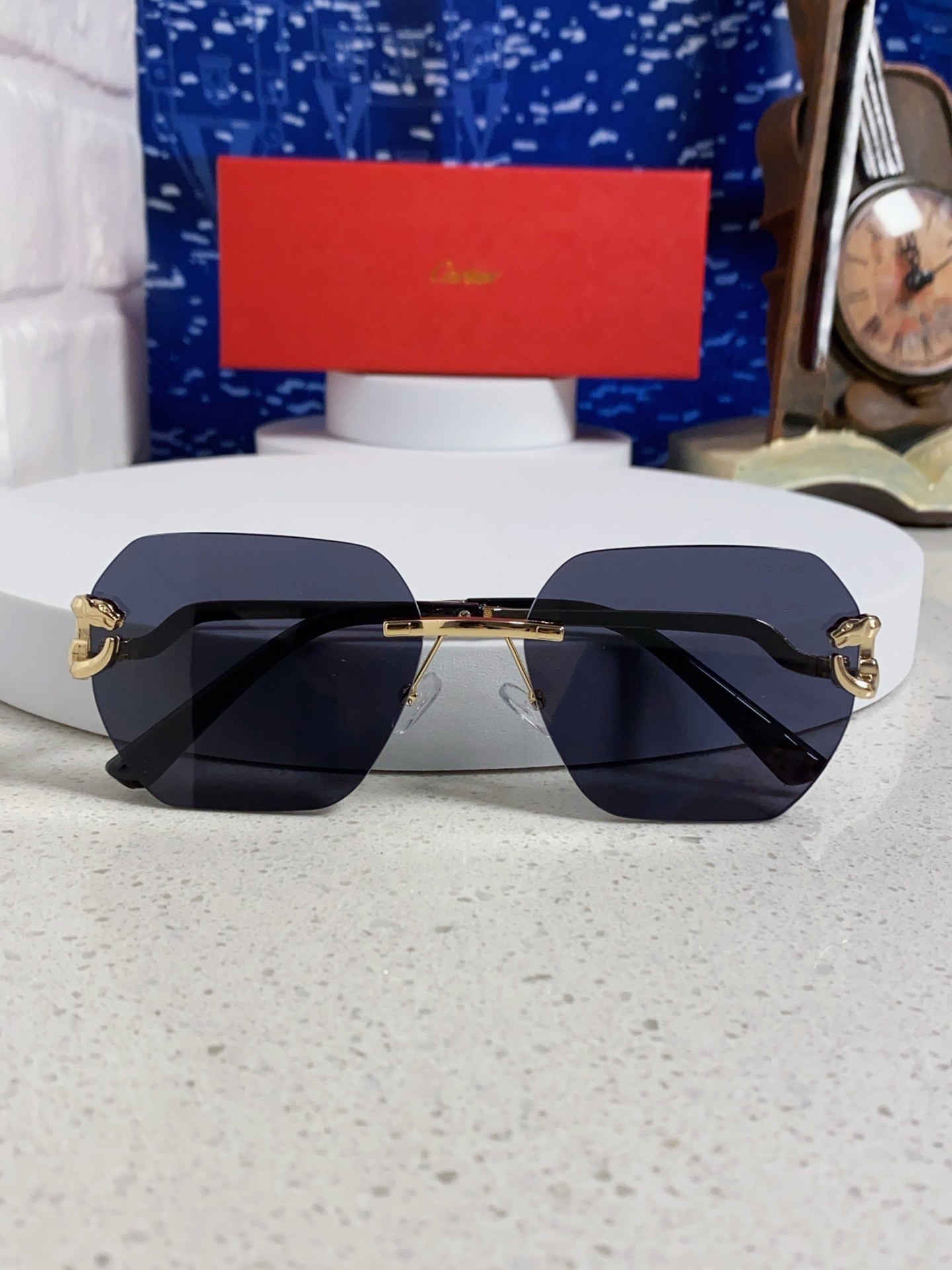 Cartier Lightweight Metal Rimless Black Lens Sunglasses for Men & Wom - 432230 - detail image 9