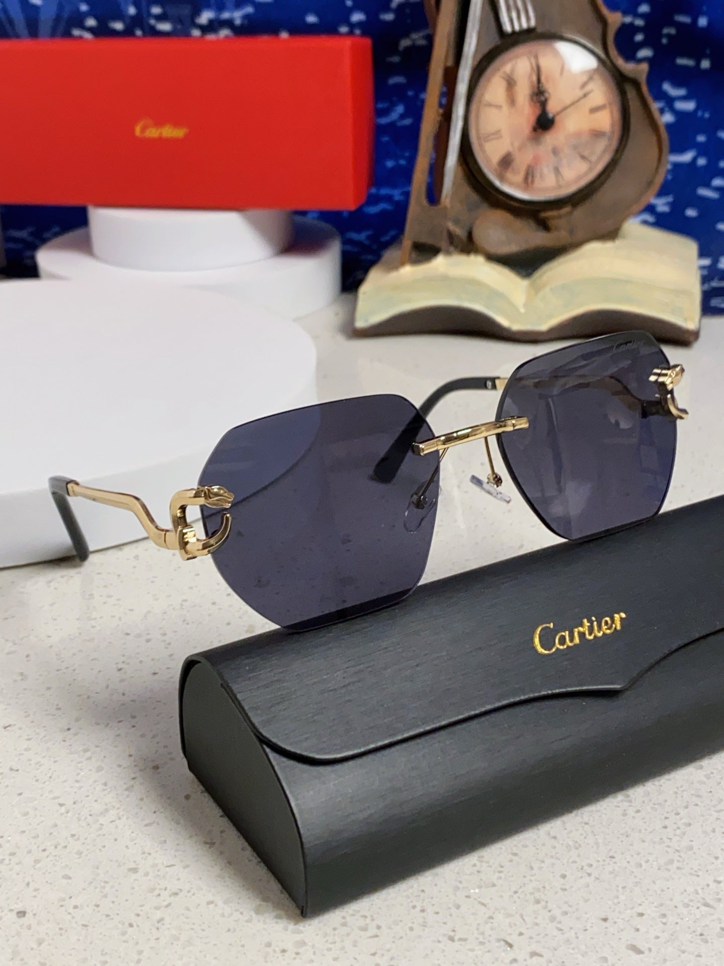 Cartier Lightweight Metal Rimless Black Lens Sunglasses for Men & Wom - 432230 - detail image 10