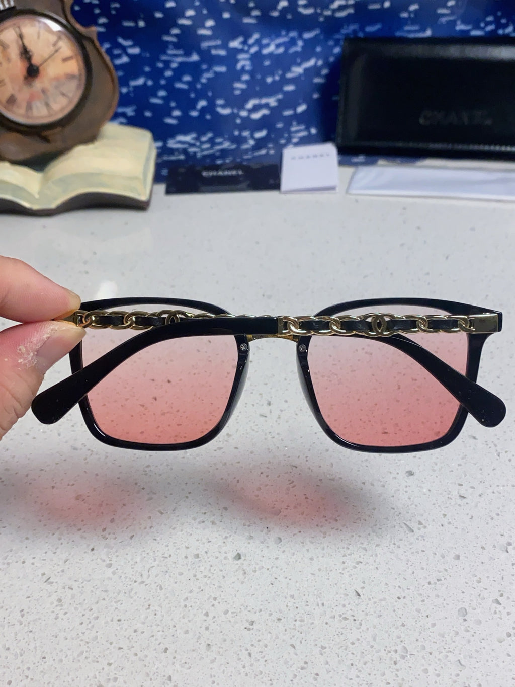 Chanel Fashion Pink Lens Sunglasses for Men & Women - detail image 5