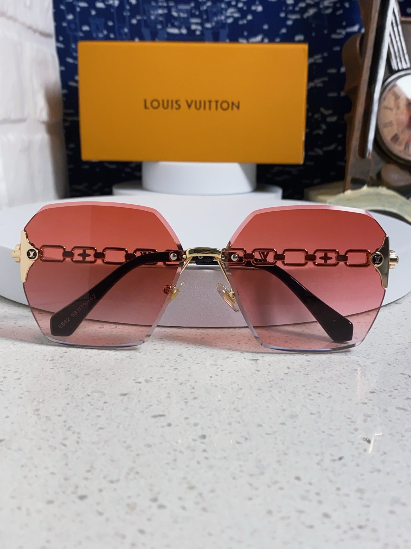Louis Vuitton Oversized Red Lens Sunglasses for Men & Women - detail image 8