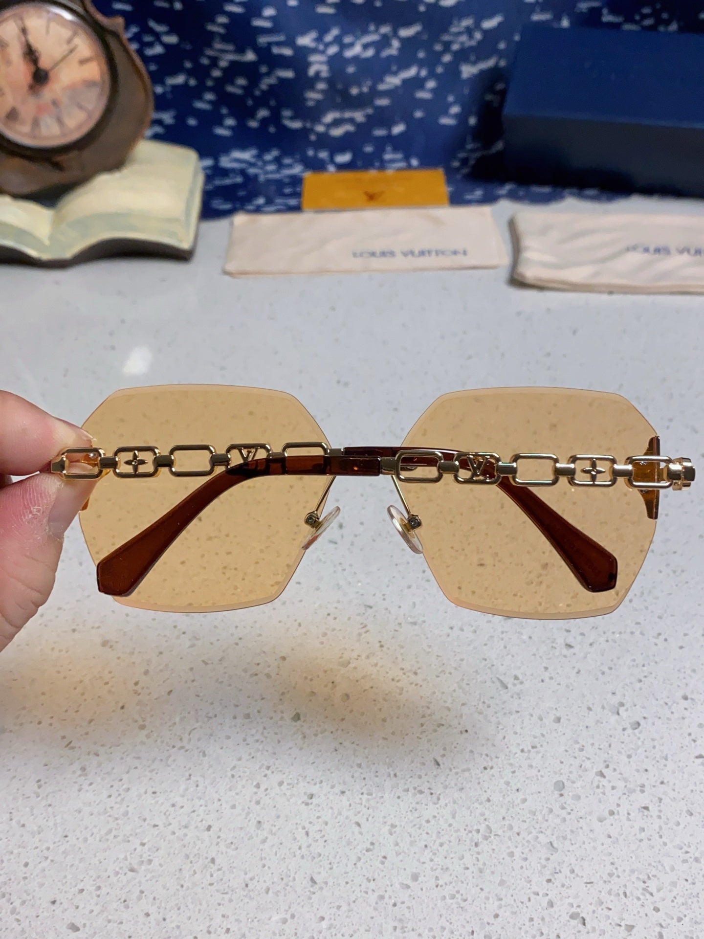 Louis Vuitton Oversized Gold Lens Sunglasses for Men & Women - detail image 5