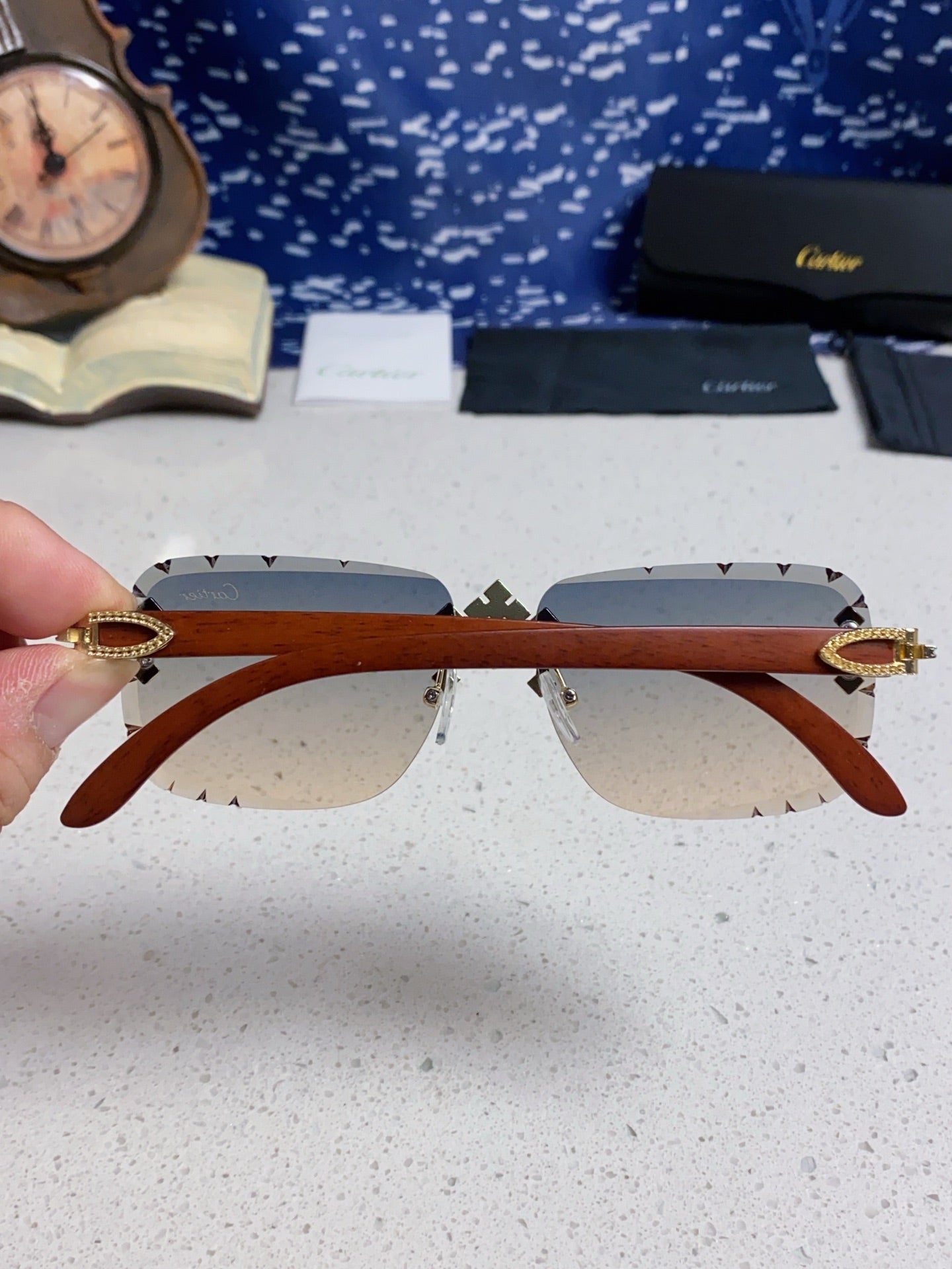 Cartier Lightweight Rimless Silver Lens Sunglasses for Men & Women - 493668 - detail image 5