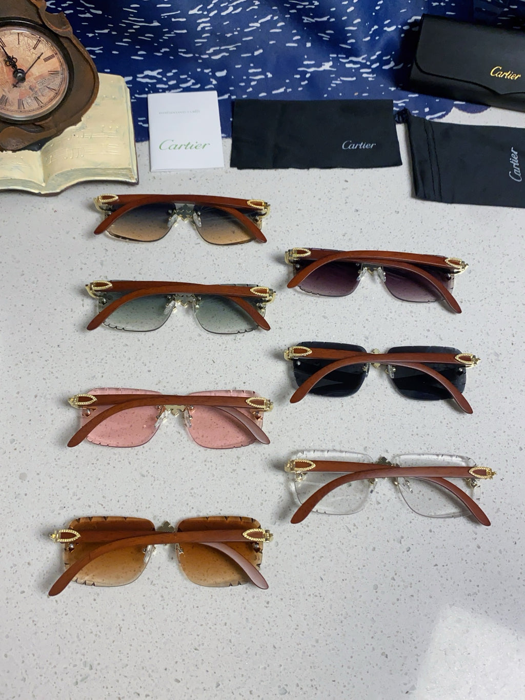 Cartier Lightweight Rimless Silver Lens Sunglasses for Men & Women - 493674 - detail image 12
