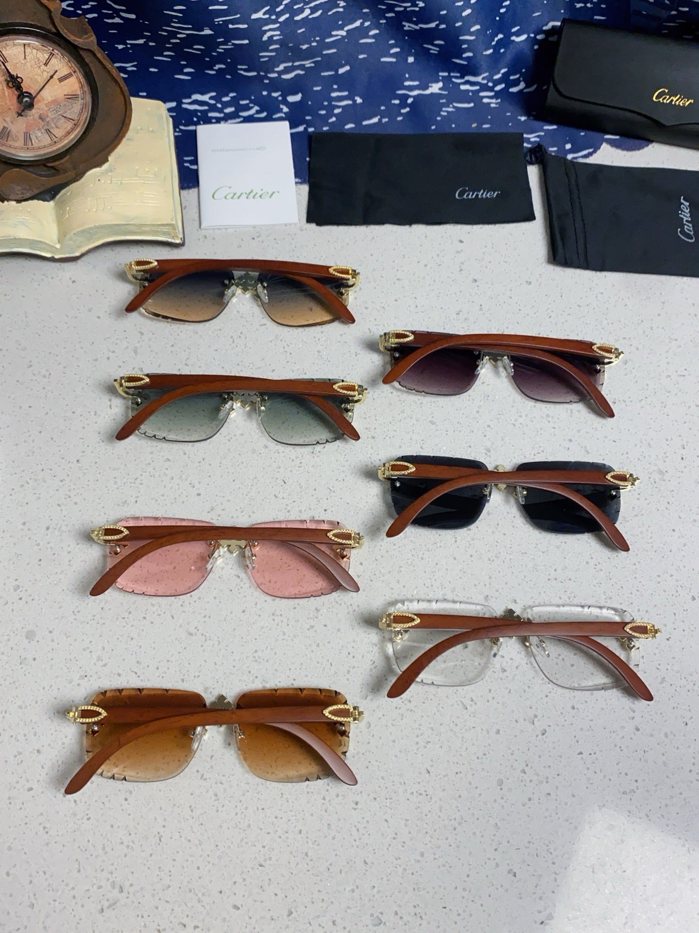 Cartier Lightweight Rimless Silver Lens Sunglasses for Men & Women - 493674 - detail image 12