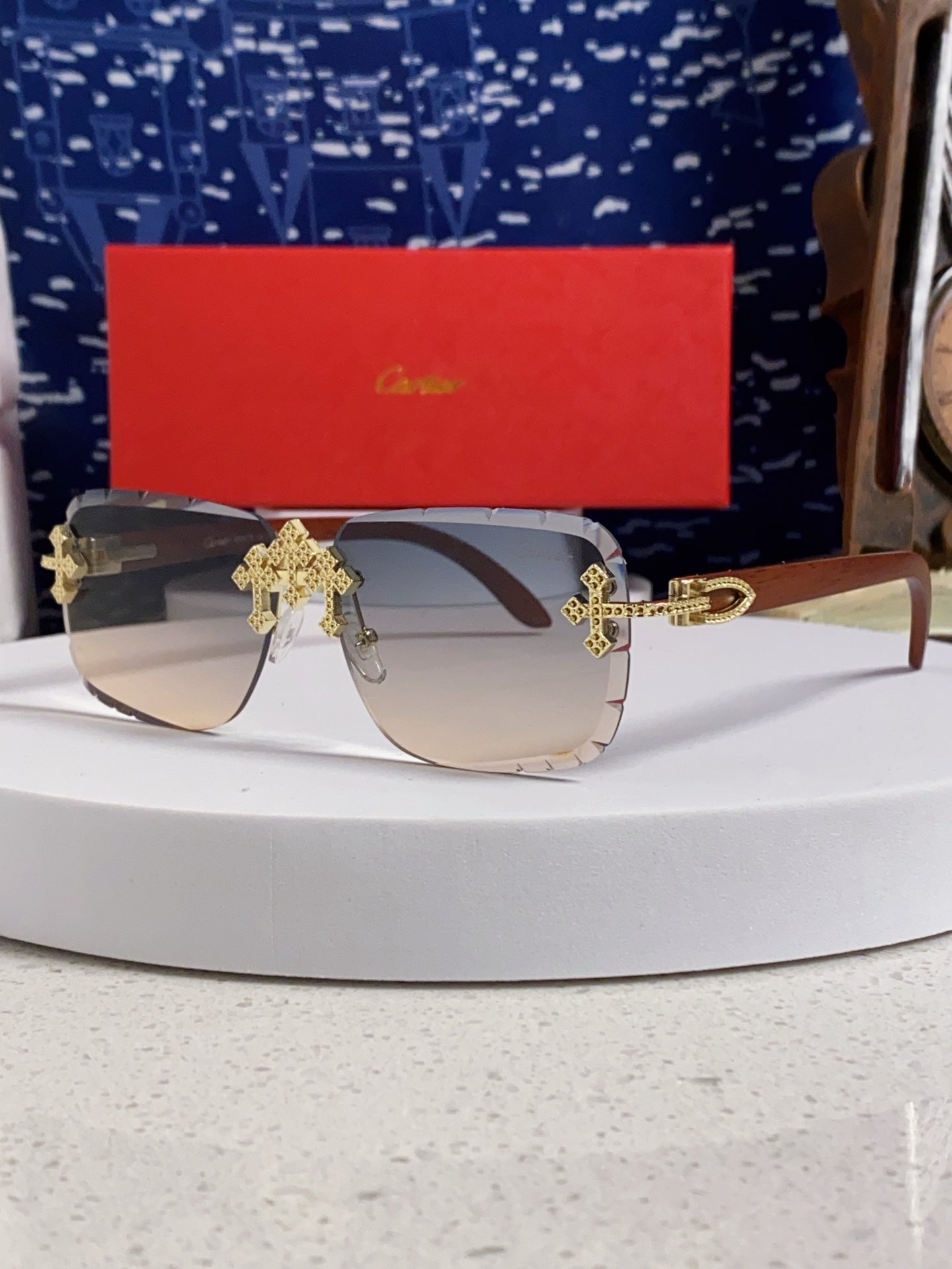 Cartier Lightweight Rimless Silver Lens Sunglasses for Men & Women - 493668