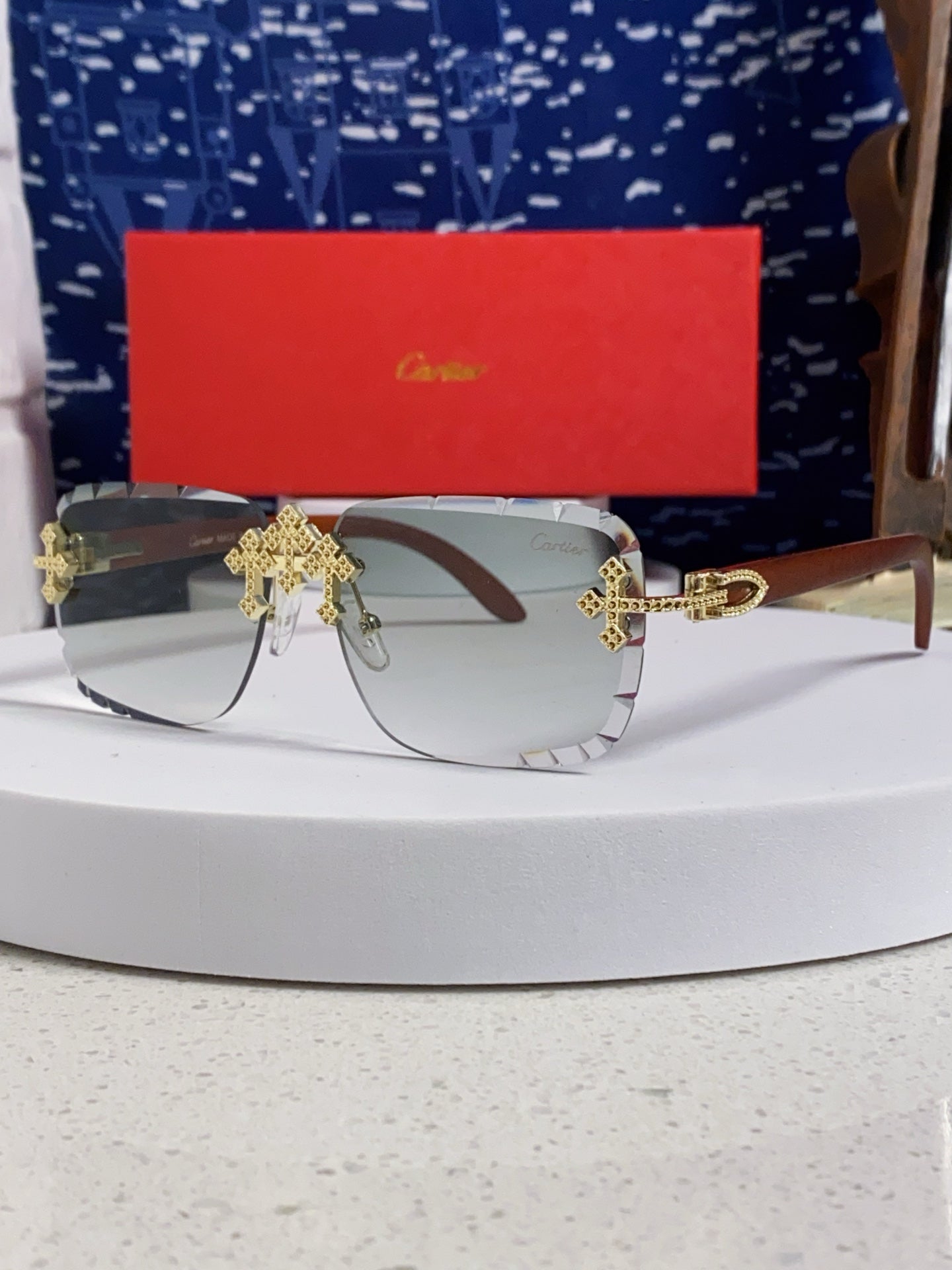 Cartier Lightweight Rimless Silver Lens Sunglasses for Men & Women - 493669