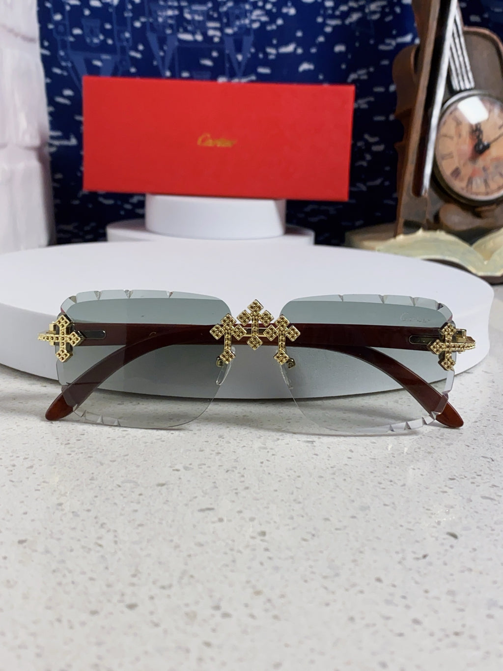 Cartier Lightweight Rimless Silver Lens Sunglasses for Men & Women - 493669 - detail image 10