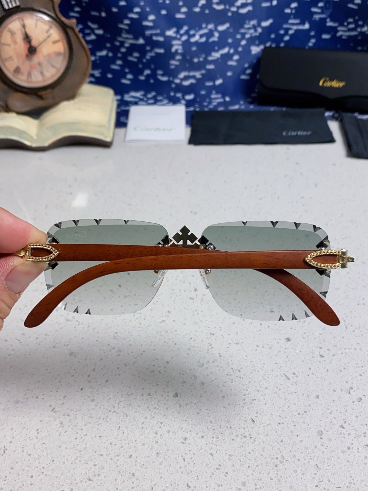 Cartier Lightweight Rimless Silver Lens Sunglasses for Men & Women - 493669 - detail image 5