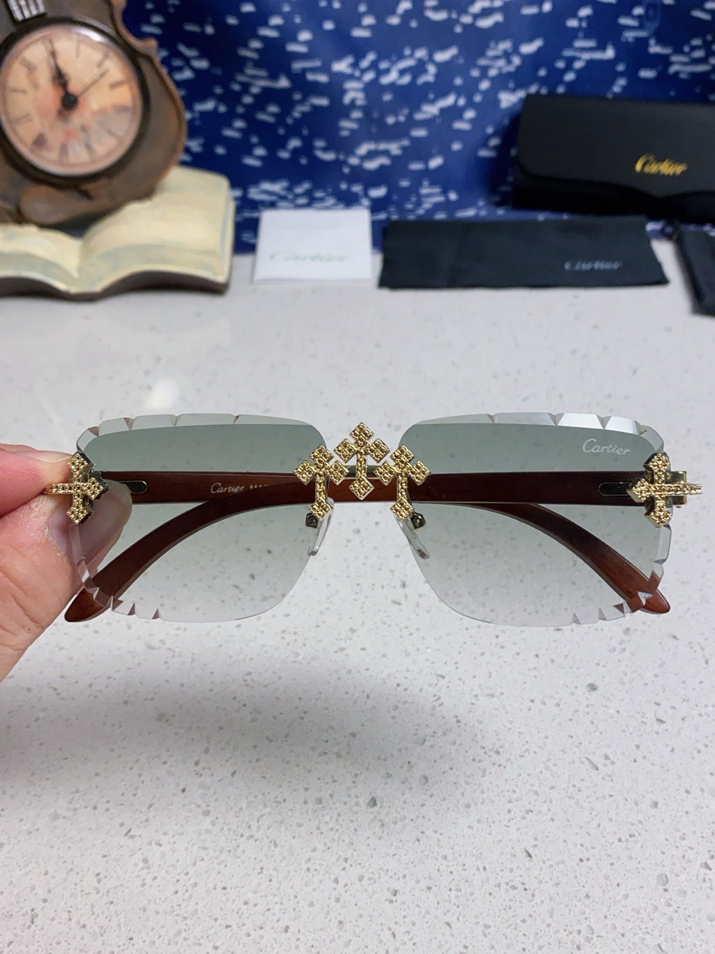 Cartier Lightweight Rimless Silver Lens Sunglasses for Men & Women - 415891 - detail image 4