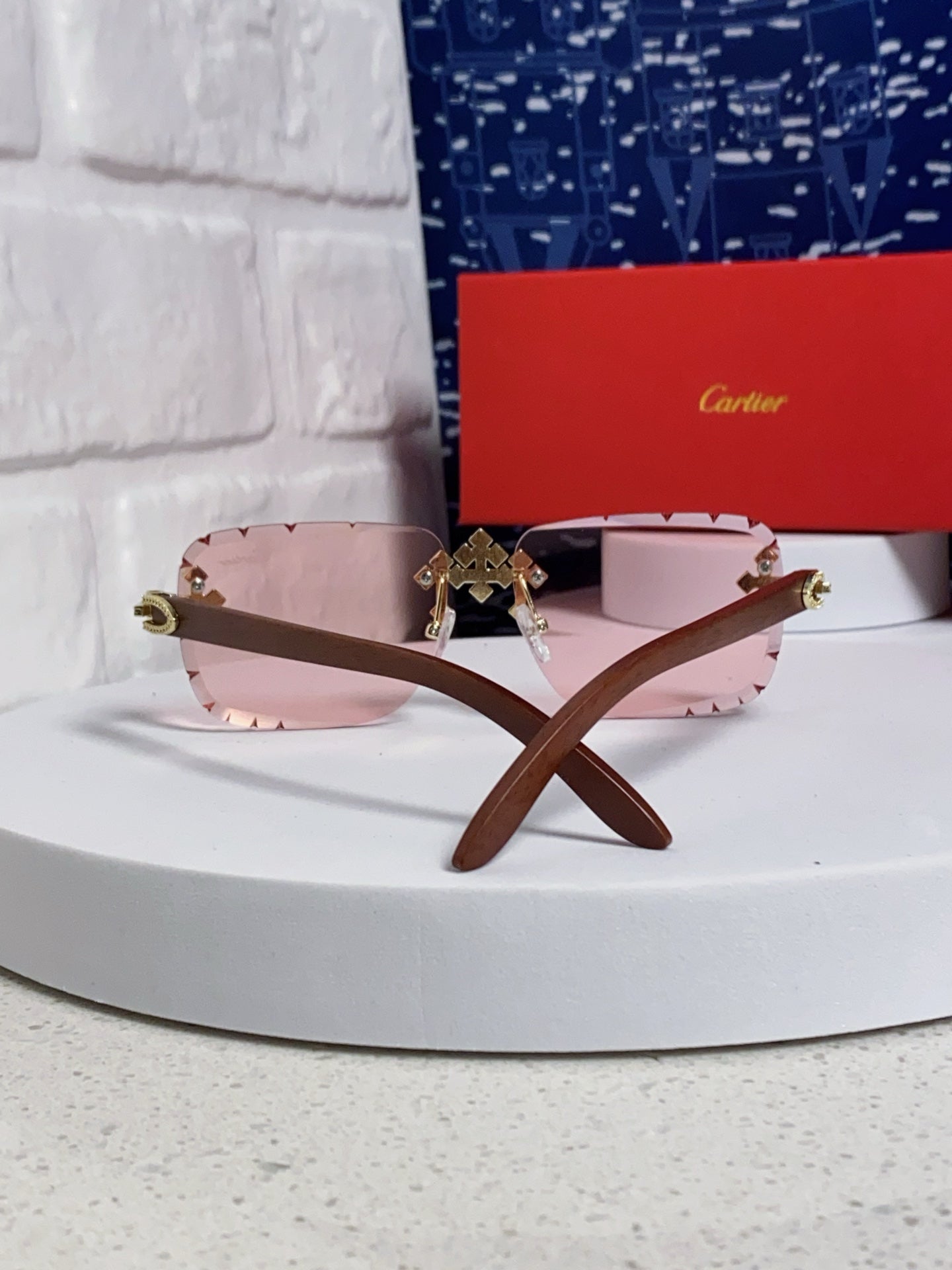 Cartier Lightweight Rimless Silver Lens Sunglasses for Men & Women - 493670 - detail image 3