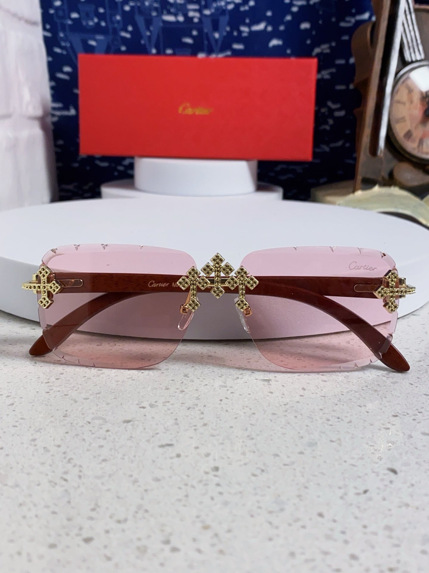 Cartier Lightweight Rimless Silver Lens Sunglasses for Men & Women - 415892 - detail image 10