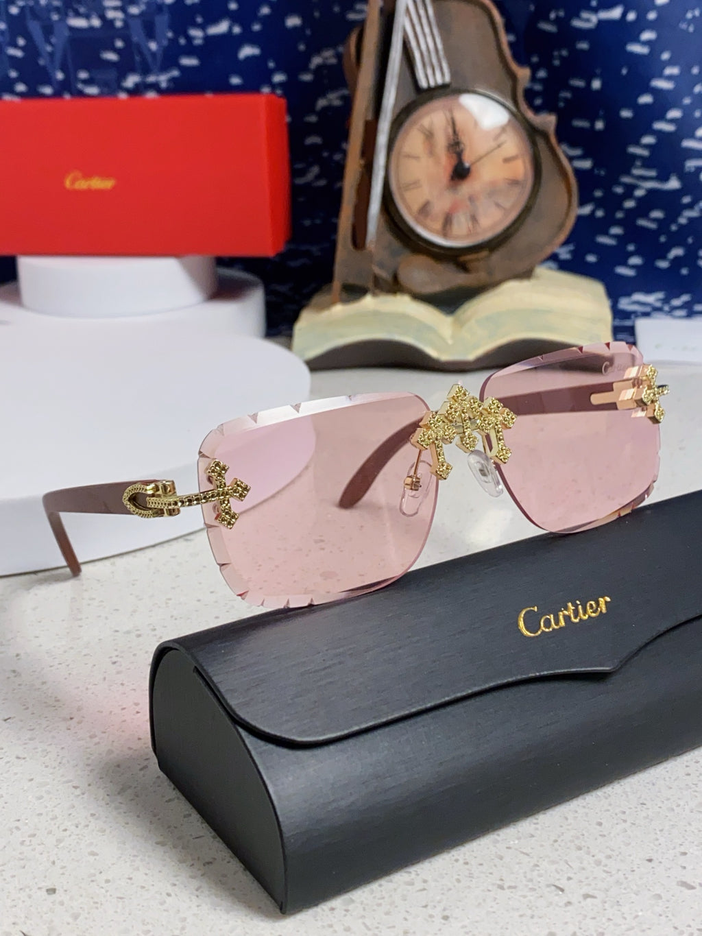 Cartier Lightweight Rimless Silver Lens Sunglasses for Men & Women - 493670 - detail image 11