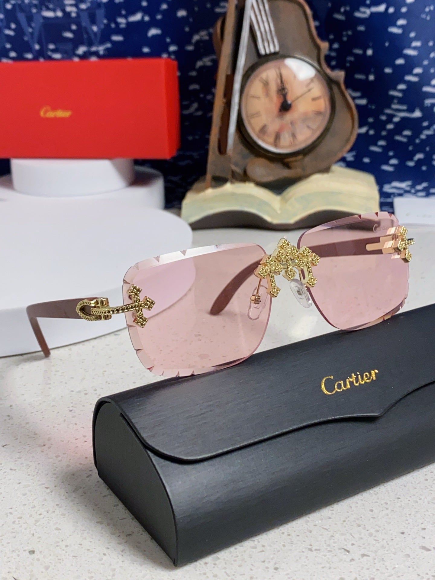 Cartier Lightweight Rimless Silver Lens Sunglasses for Men & Women - 493670 - detail image 11