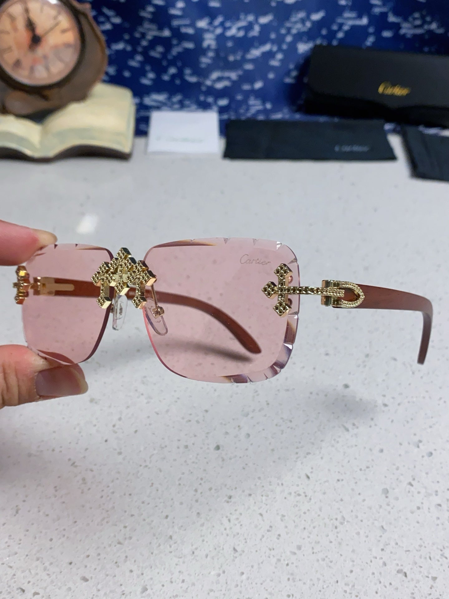 Cartier Lightweight Rimless Silver Lens Sunglasses for Men & Women - 493670 - detail image 6
