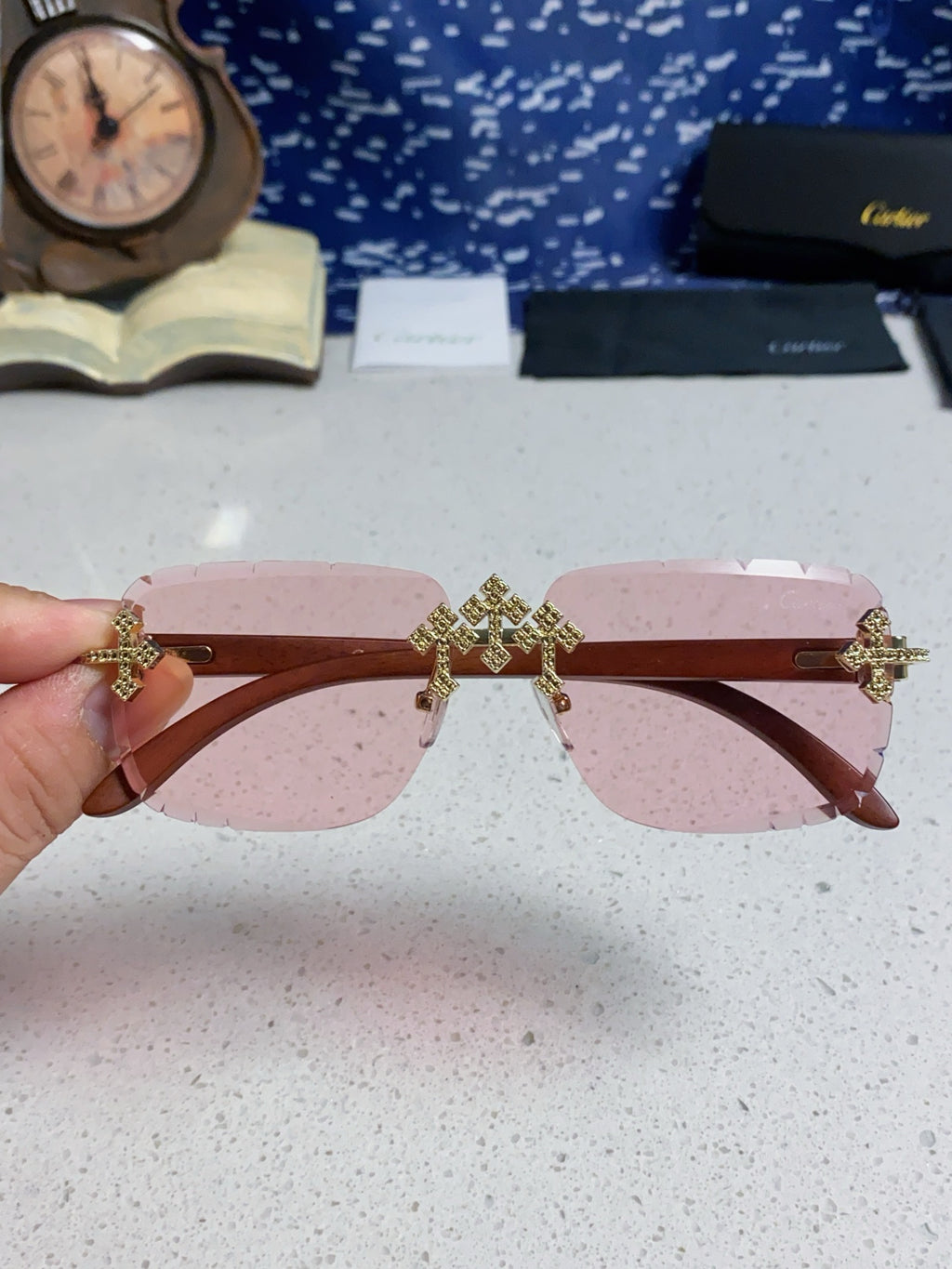 Cartier Lightweight Rimless Silver Lens Sunglasses for Men & Women - 493670 - detail image 4