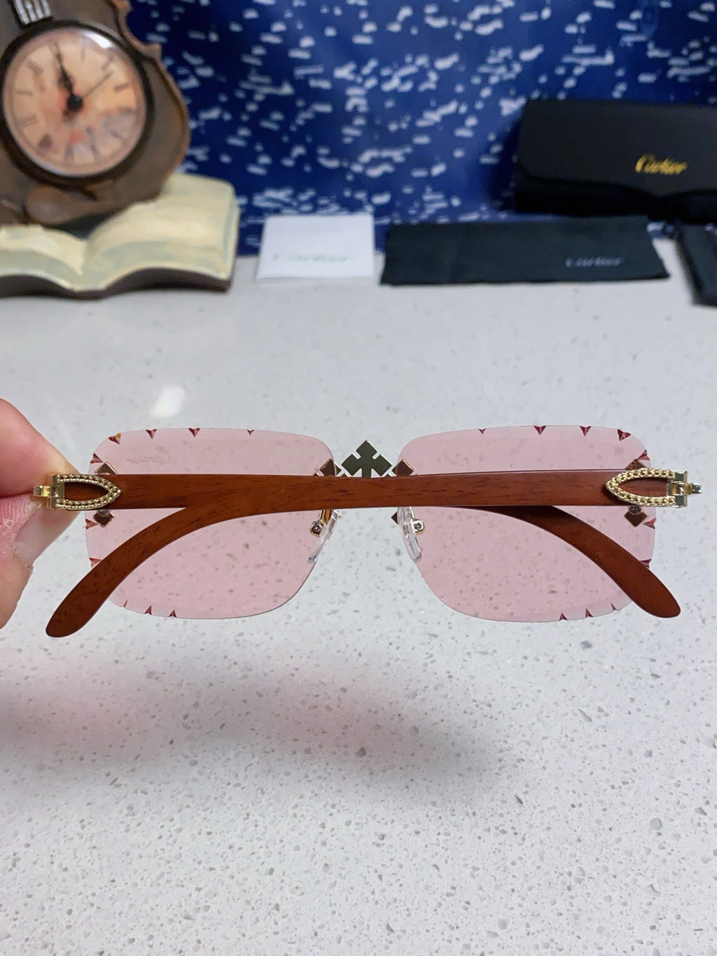 Cartier Lightweight Rimless Silver Lens Sunglasses for Men & Women - 415892 - detail image 5