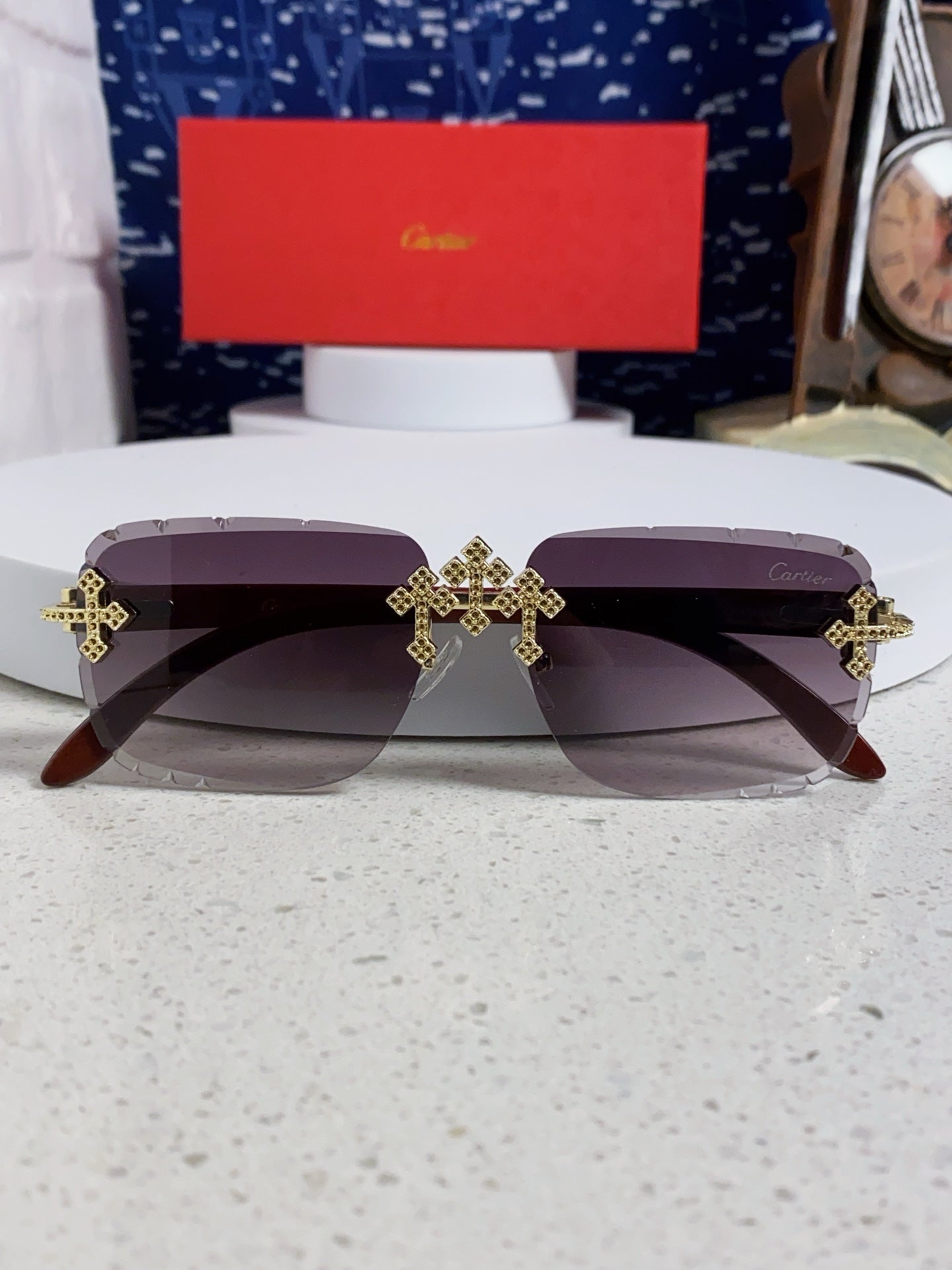 Cartier Lightweight Rimless Silver Lens Sunglasses for Men & Women - 493672 - detail image 10
