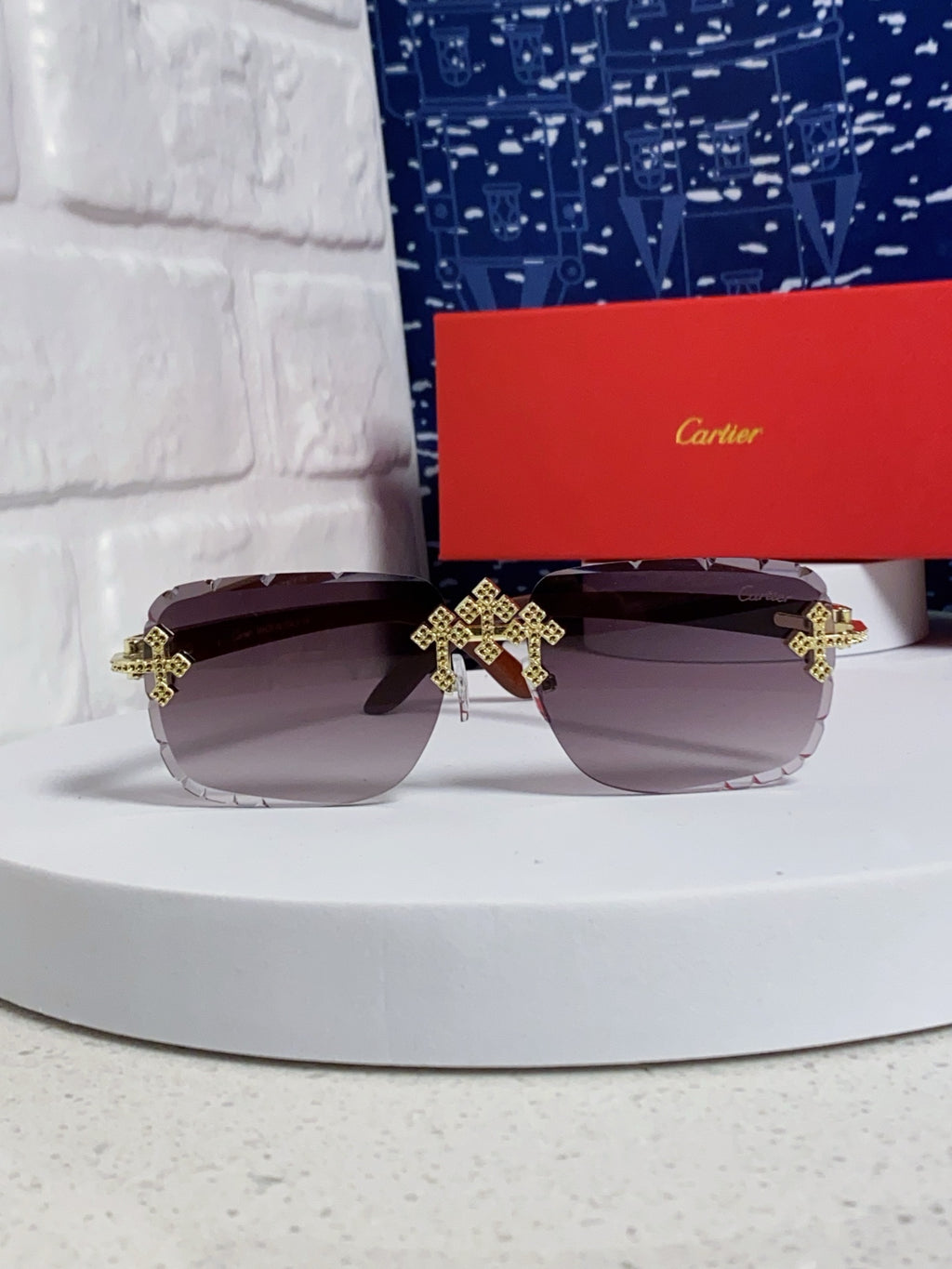 Cartier Lightweight Rimless Silver Lens Sunglasses for Men & Women - 493672 - detail image 2