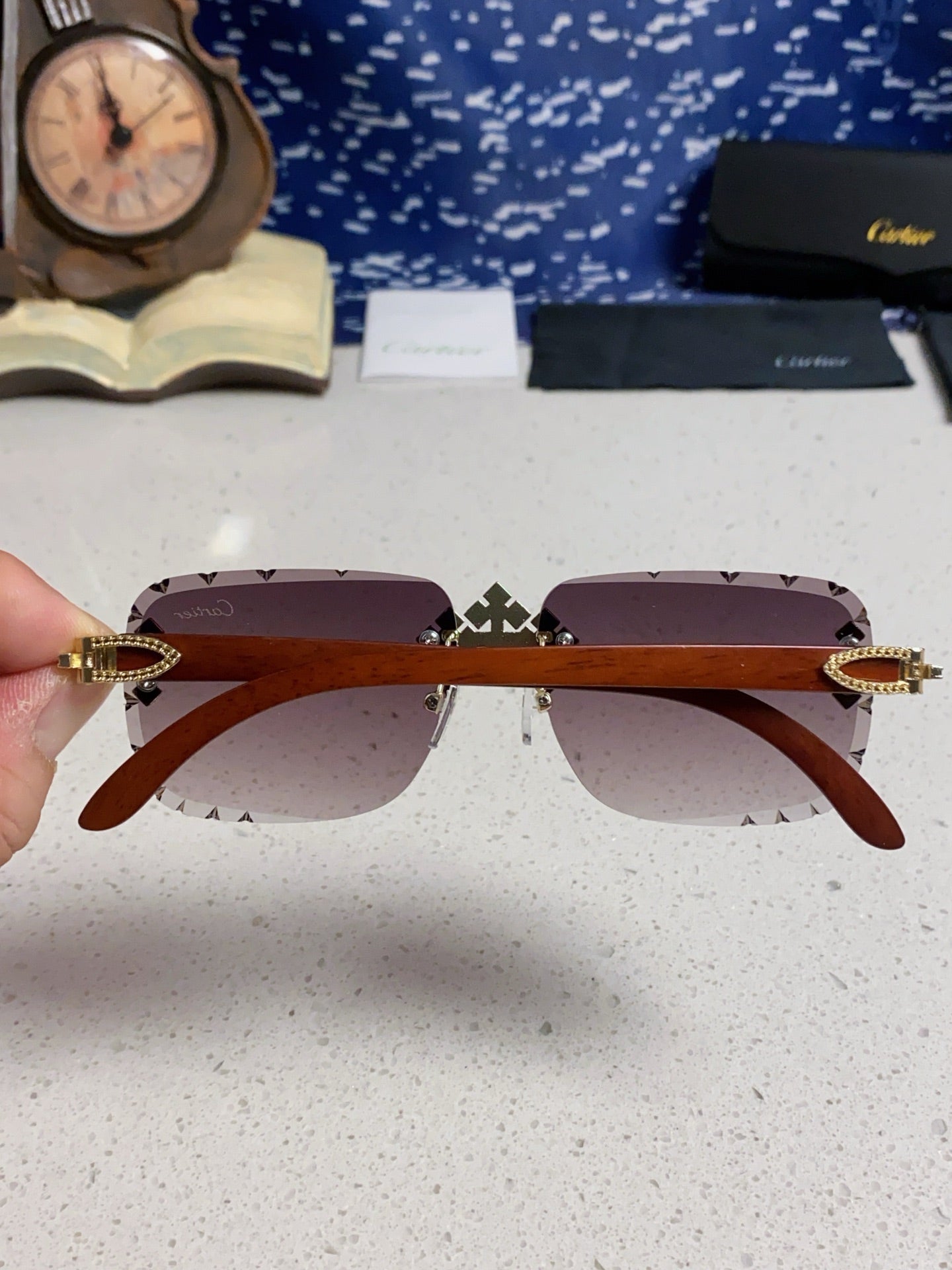 Cartier Lightweight Rimless Silver Lens Sunglasses for Men & Women - 493672 - detail image 5