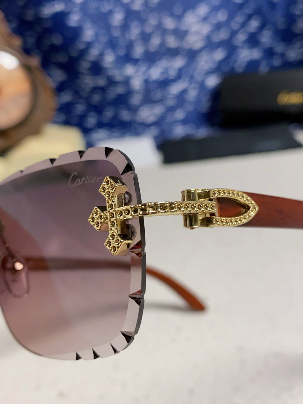 Cartier Lightweight Rimless Silver Lens Sunglasses for Men & Women - 493672 - detail image 8