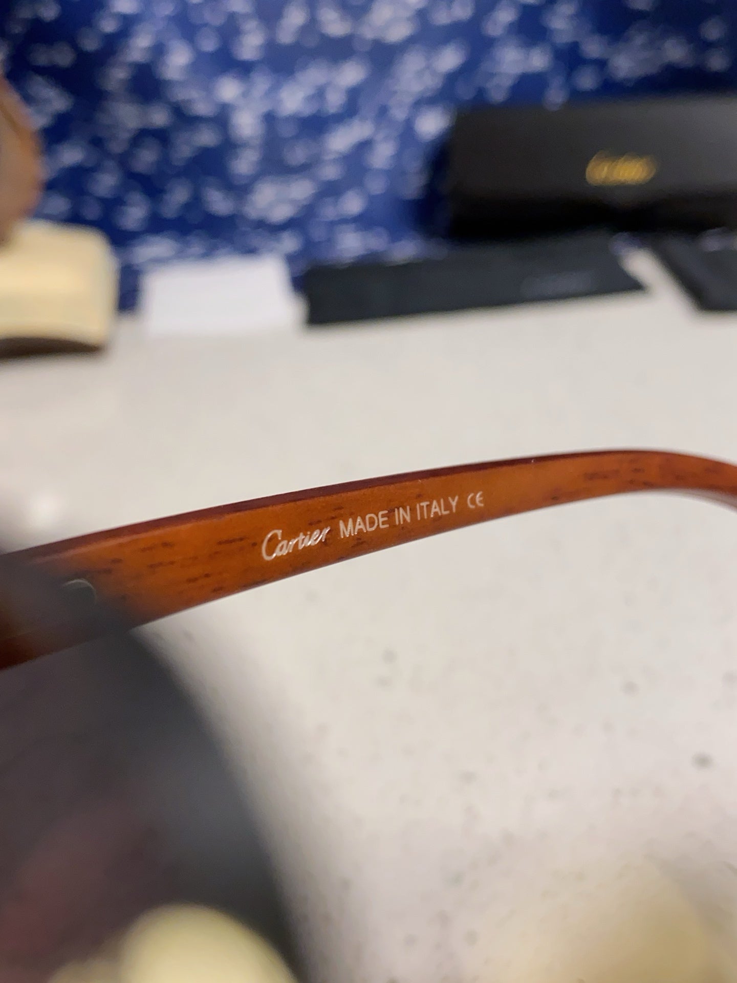Cartier Lightweight Rimless Blue Lens Sunglasses for Men & Women - detail image 9