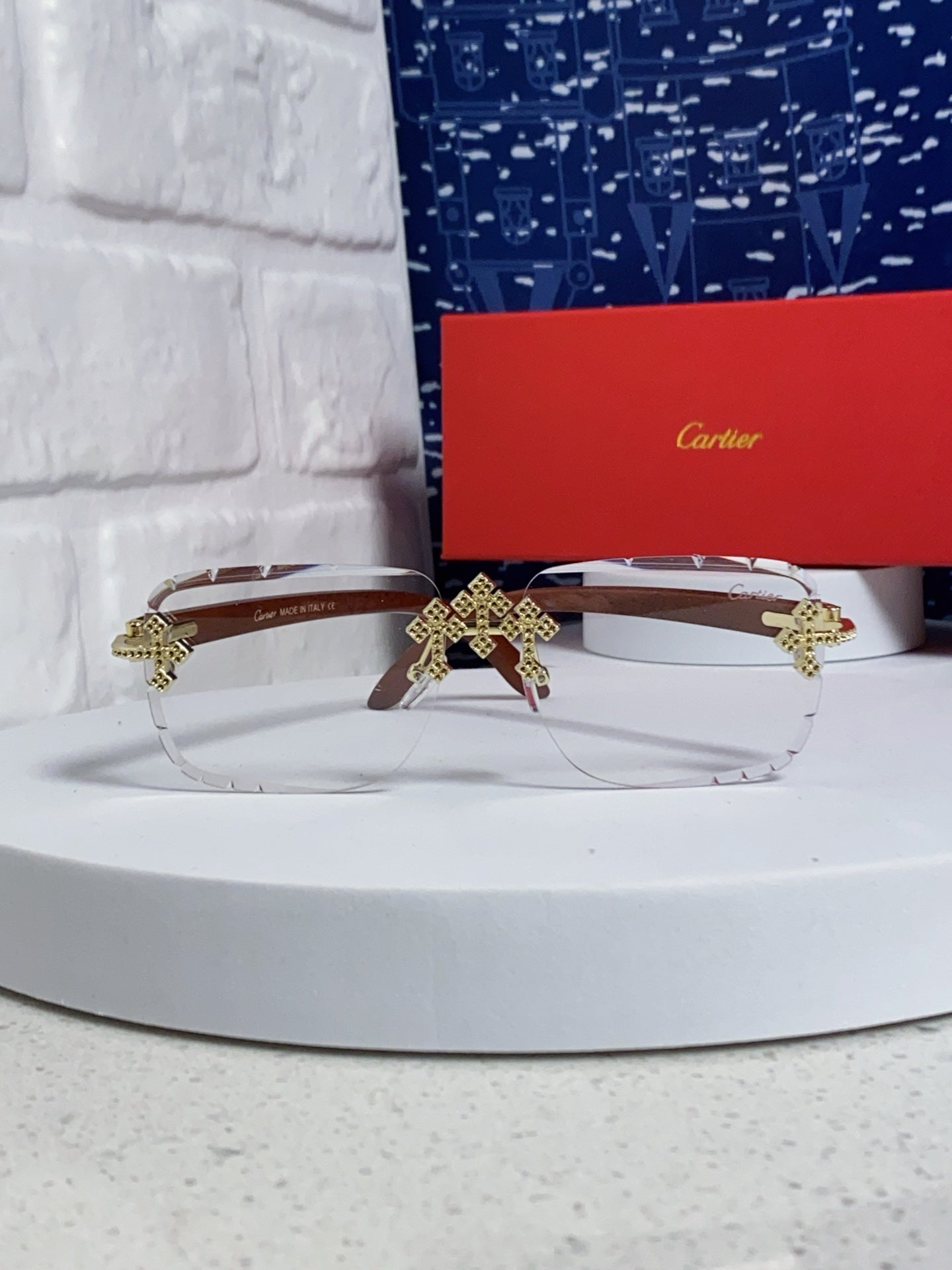Cartier Lightweight Rimless Silver Lens Sunglasses for Men & Women - 493674 - detail image 2