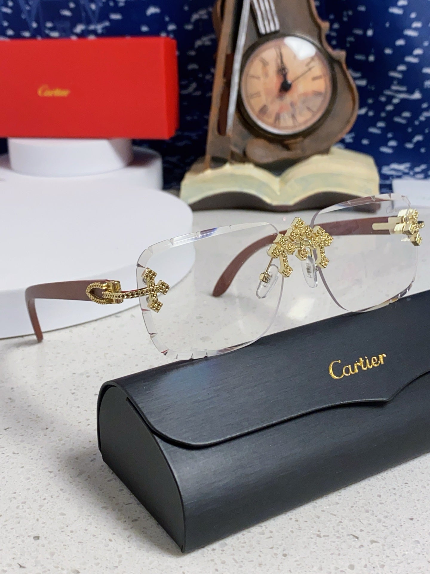 Cartier Lightweight Rimless Silver Lens Sunglasses for Men & Women - 493674 - detail image 11
