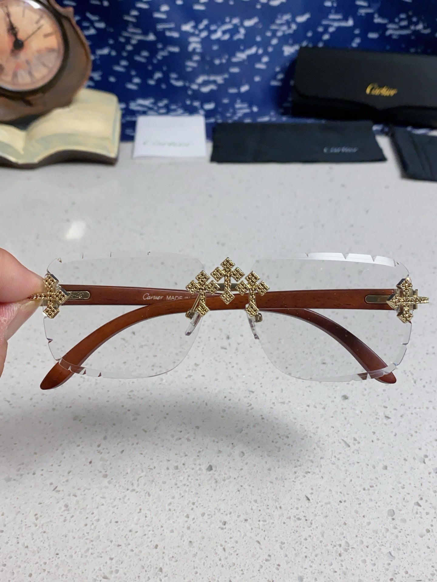 Cartier Lightweight Rimless Silver Lens Sunglasses for Men & Women - 493674 - detail image 4