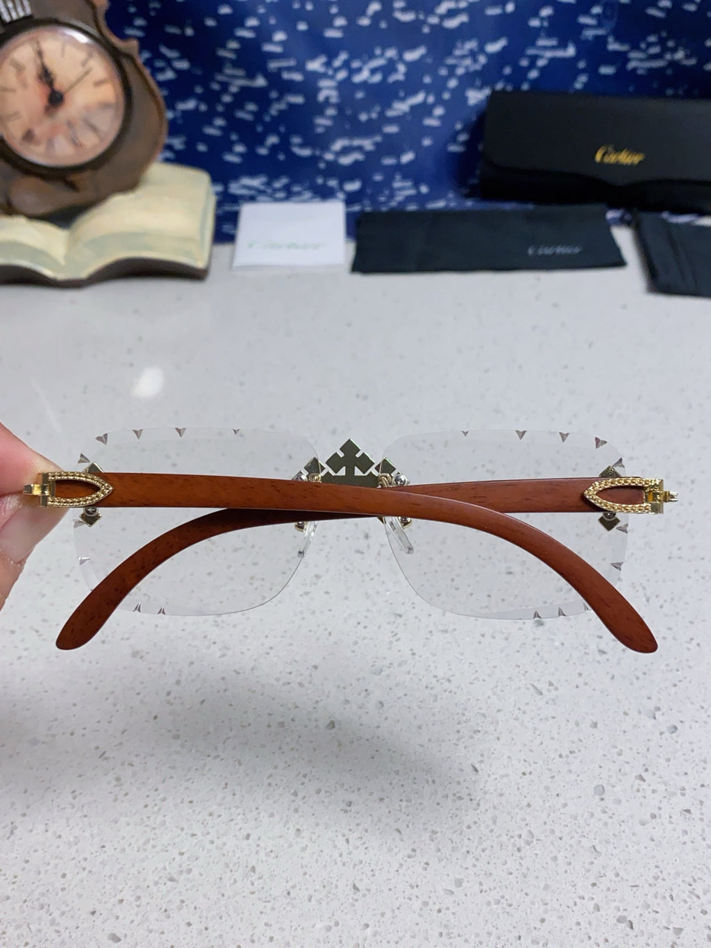 Cartier Lightweight Rimless Silver Lens Sunglasses for Men & Women - 493674 - detail image 5