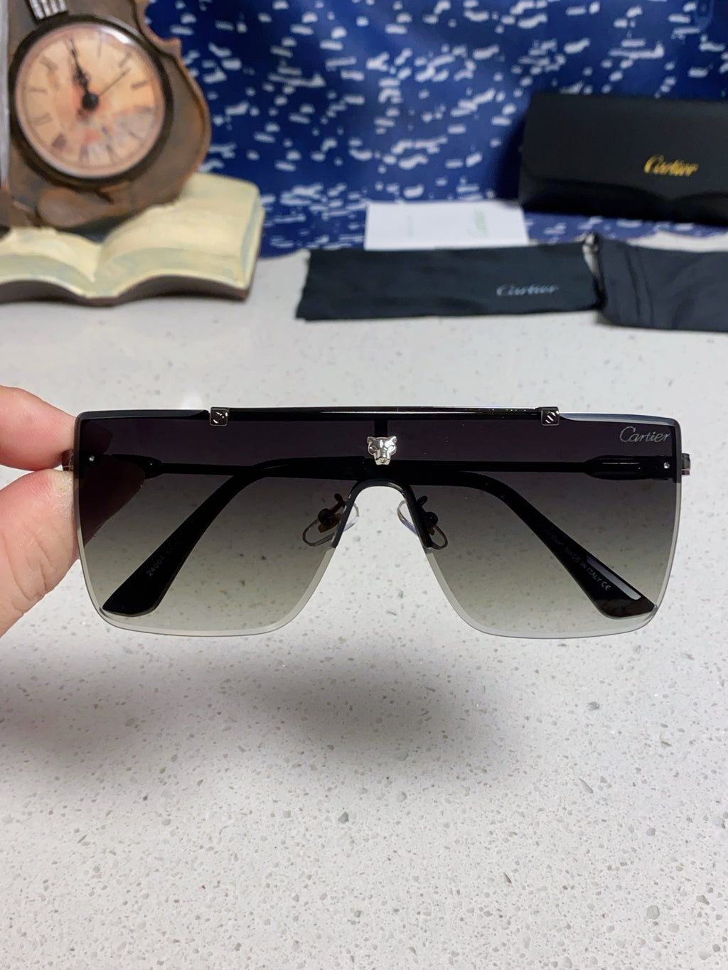 Cartier Fashion Black Lens Sunglasses for Men - detail image 3