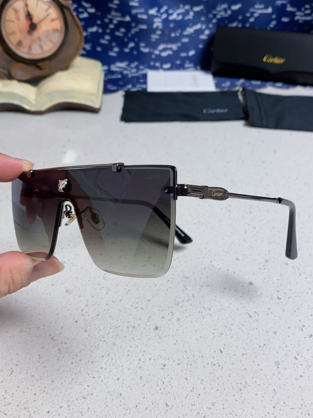 Cartier Fashion Black Lens Sunglasses for Men - detail image 5