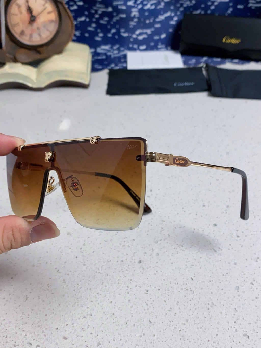 Cartier Fashion Brown Lens Sunglasses for Men - detail image 6