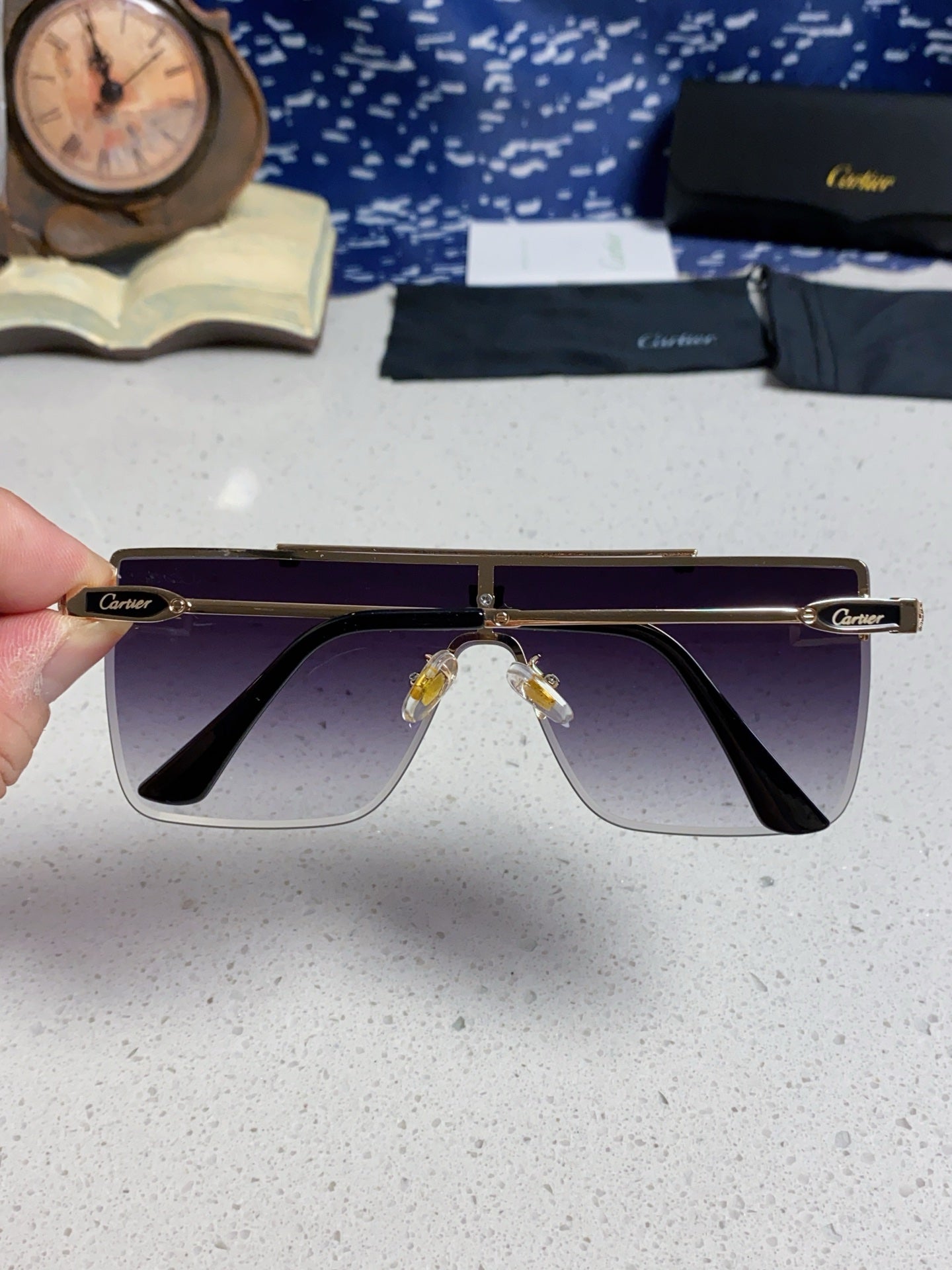 Cartier Fashion Purple Lens Sunglasses for Men - detail image 5
