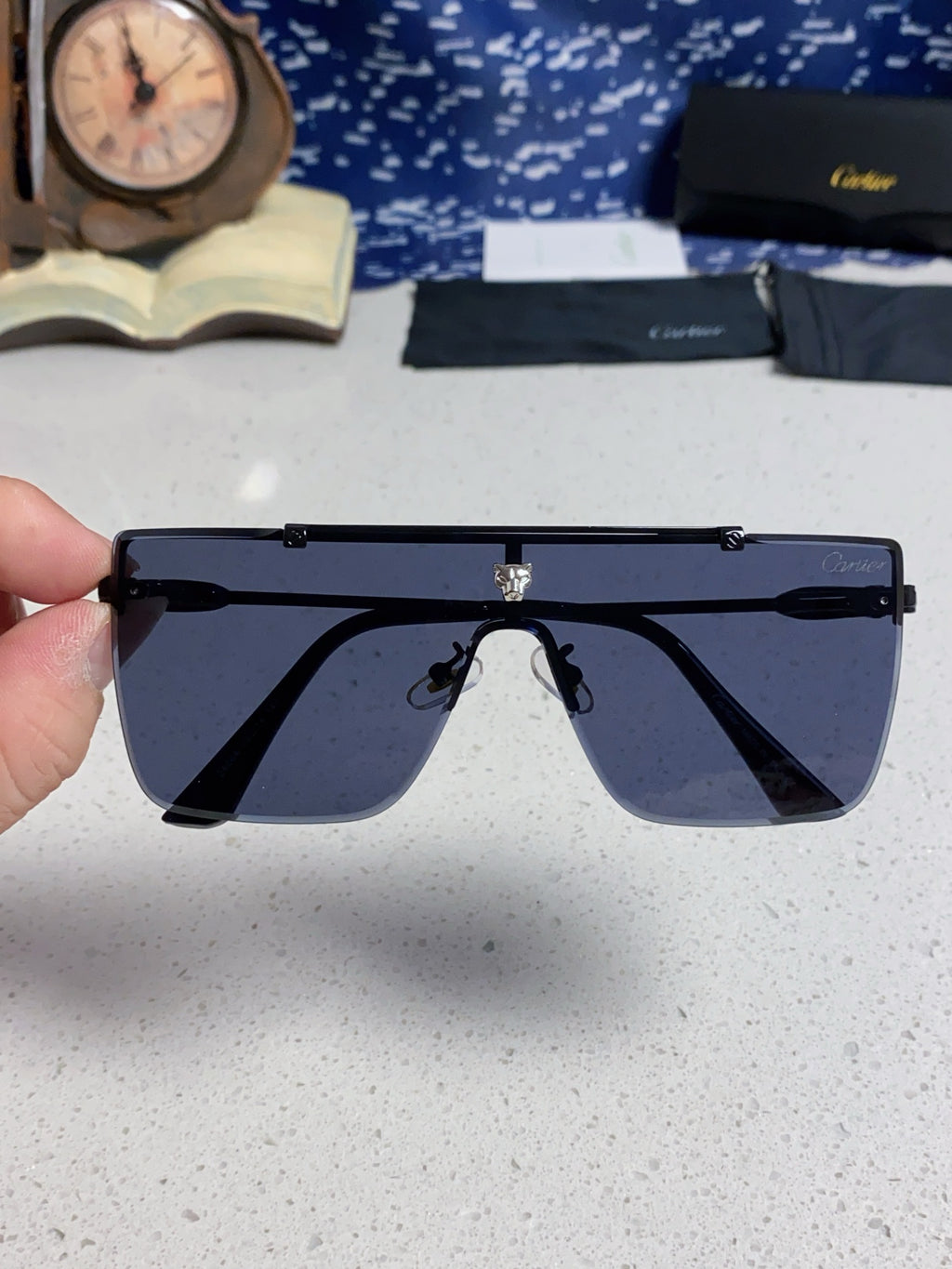 Cartier Fashion Blue Lens Sunglasses for Men - detail image 4