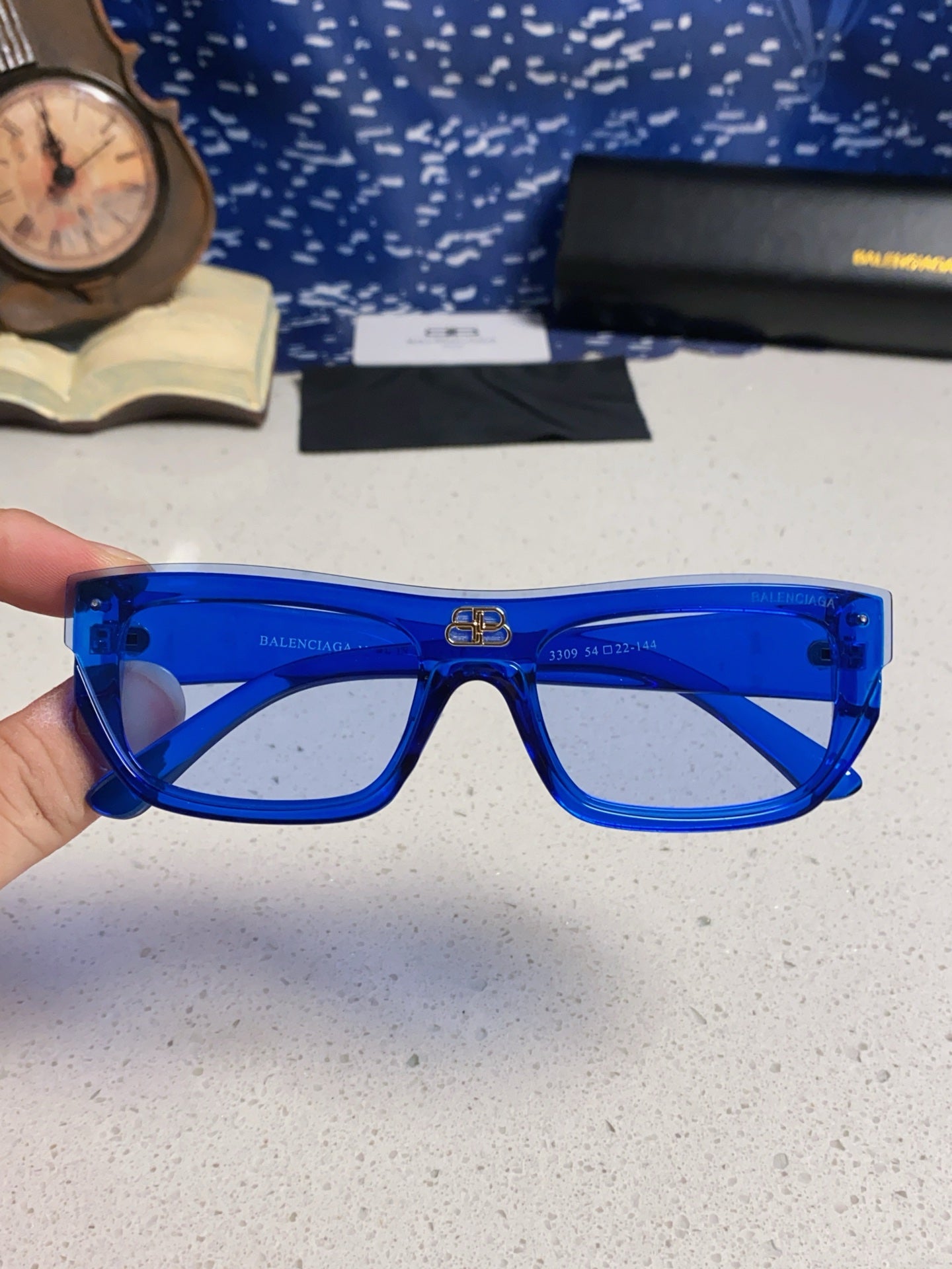 Balenciaga Browline Blue Lens Sunglasses for Men & Women - 487529 - detail image 4