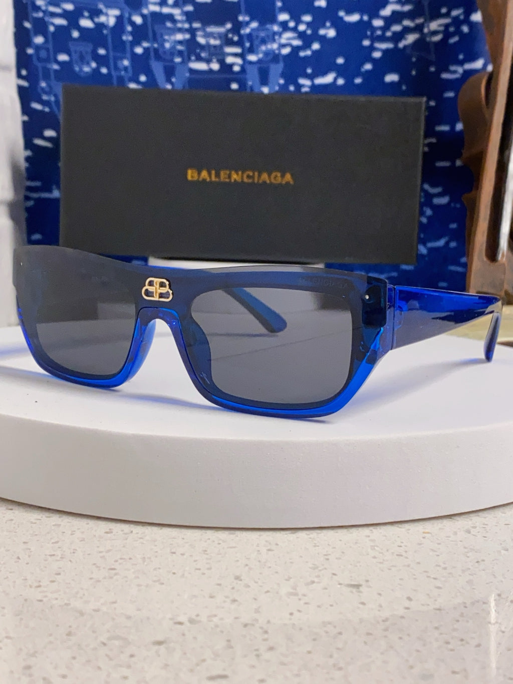 Balenciaga Browline Blue Lens Sunglasses for Men & Women