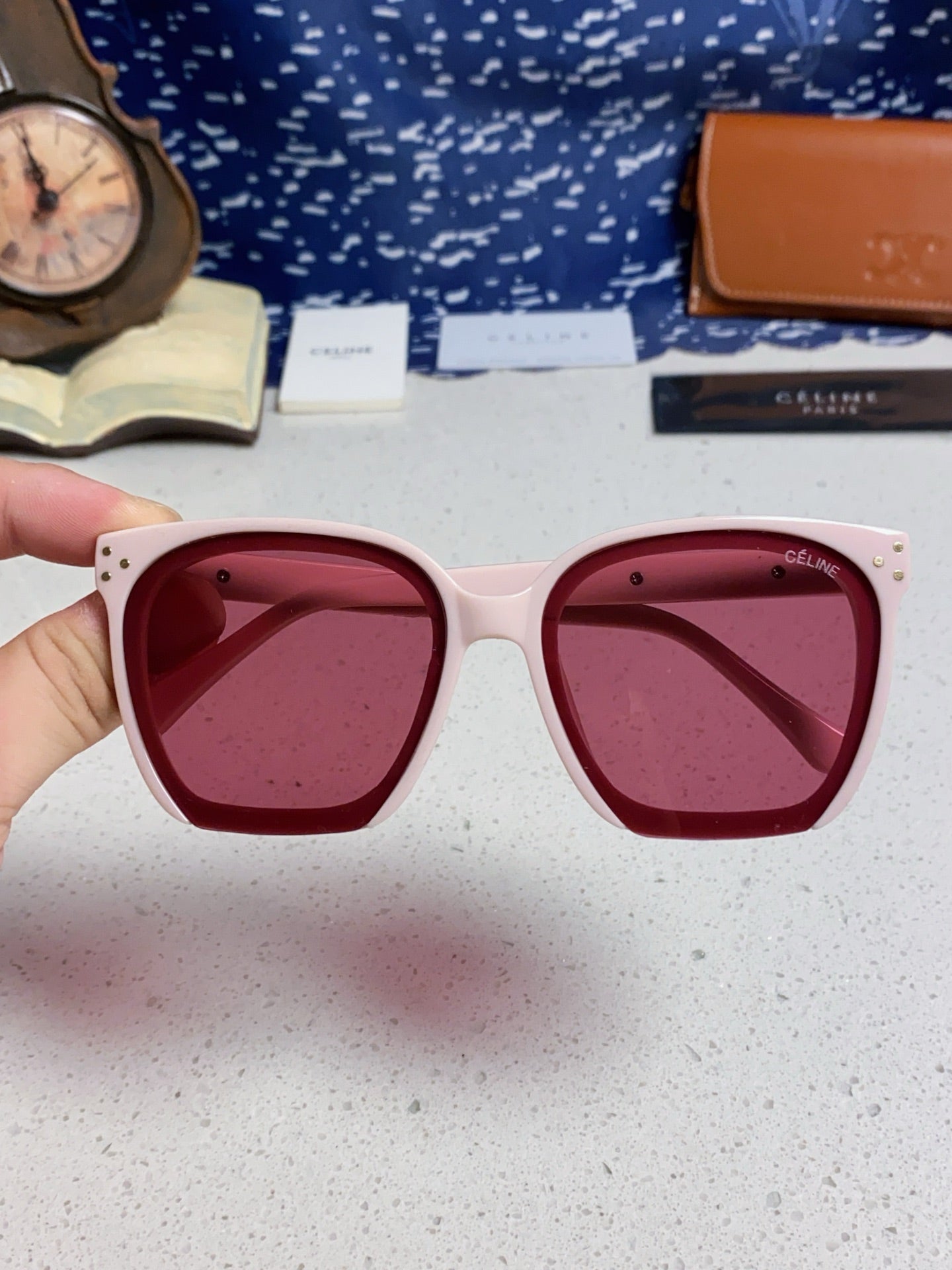 Celine Square Red Lens Sunglasses for Men & Women - 372019 - detail image 4