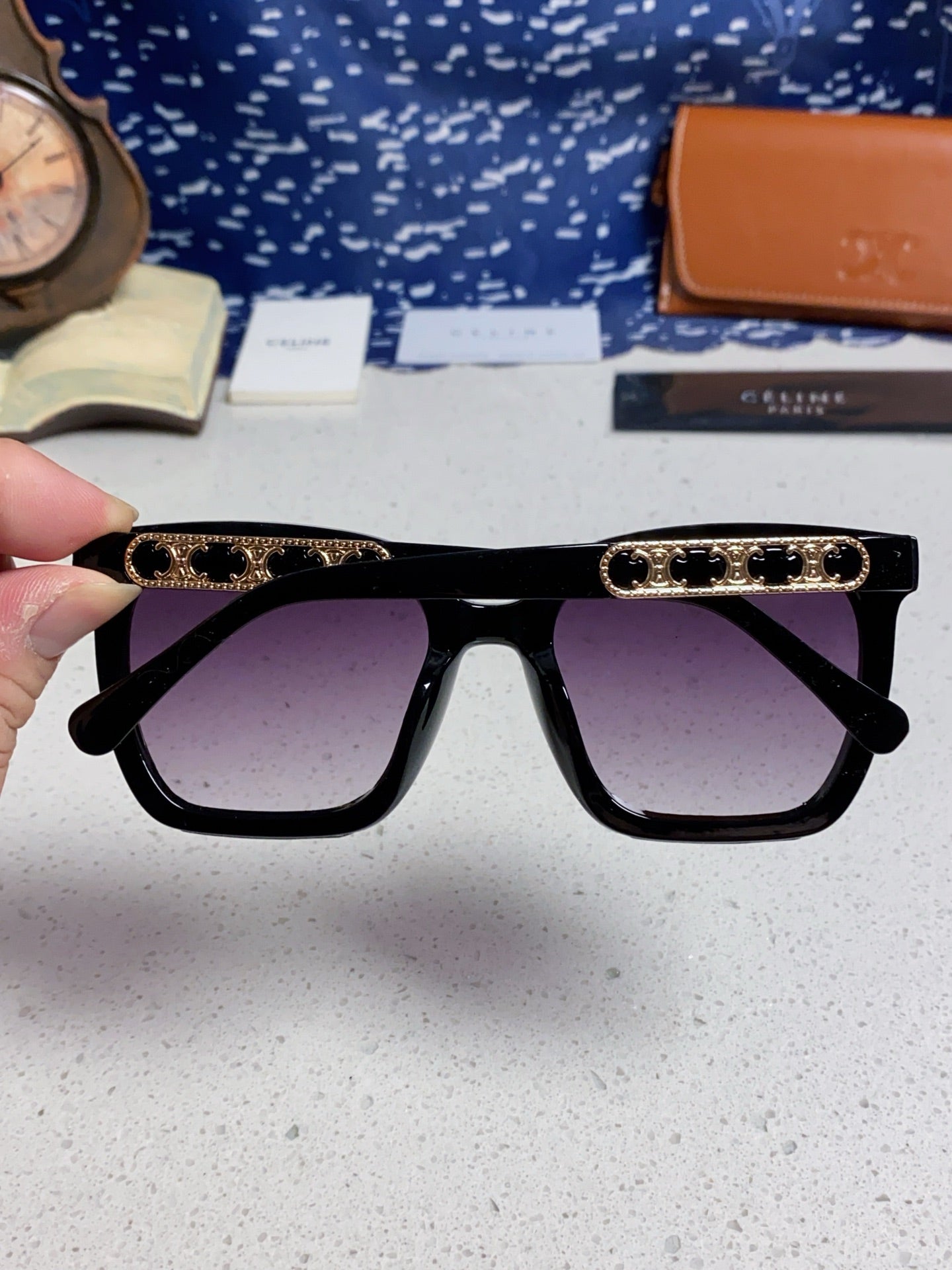 Celine Square Purple Lens Sunglasses for Men & Women - 372023 - detail image 5