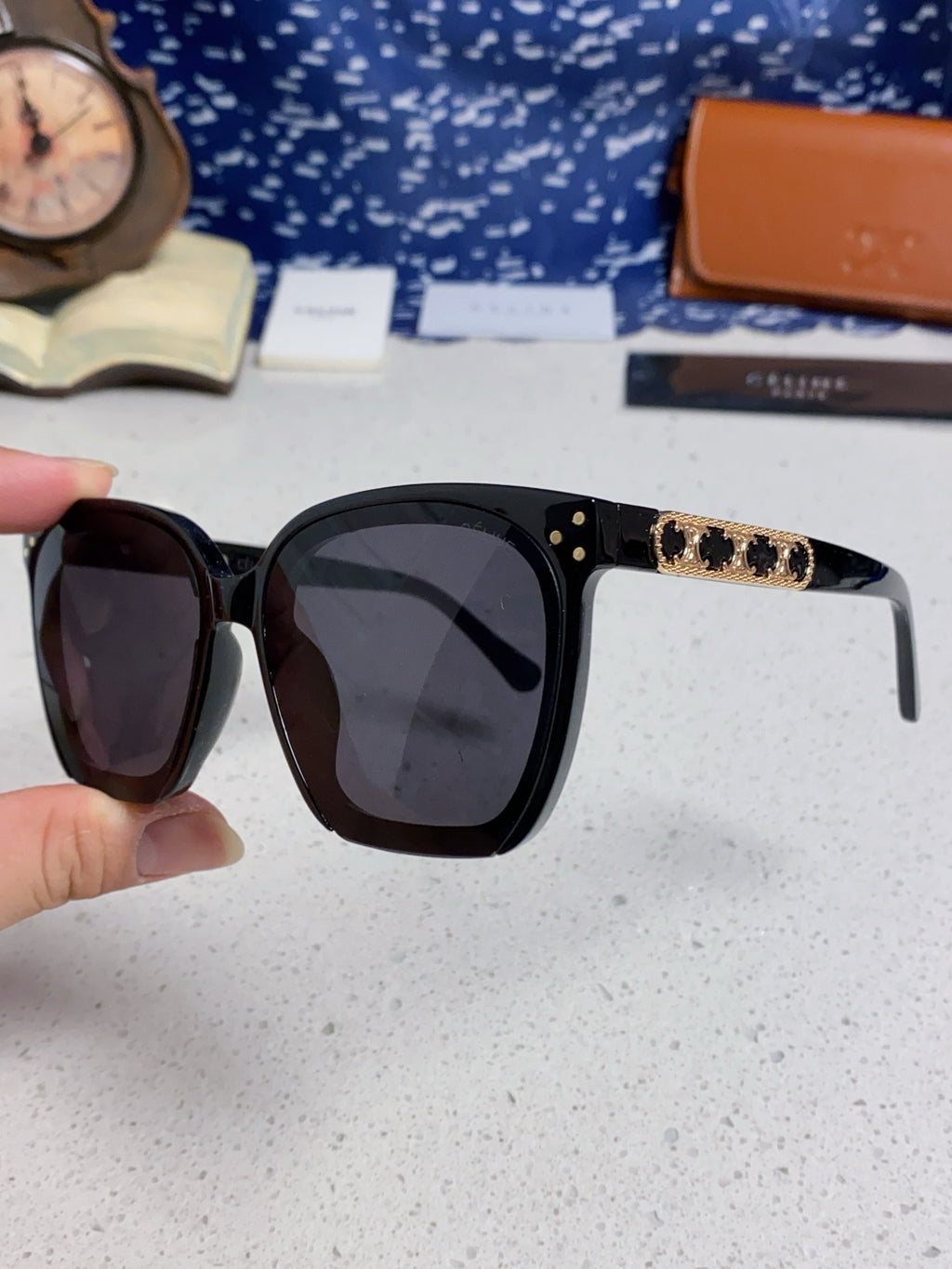 Celine Square Black Lens Sunglasses for Men & Women - 372024 - detail image 6