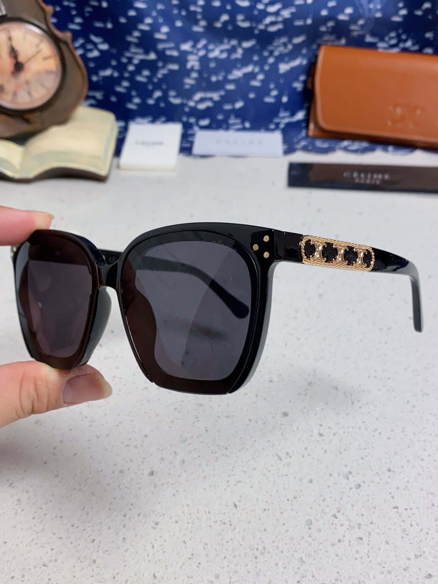 Celine Square Black Lens Sunglasses for Men & Women - 372024 - detail image 6