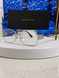 Balenciaga Metal Rectangular Red Lens Sunglasses for Men & Women